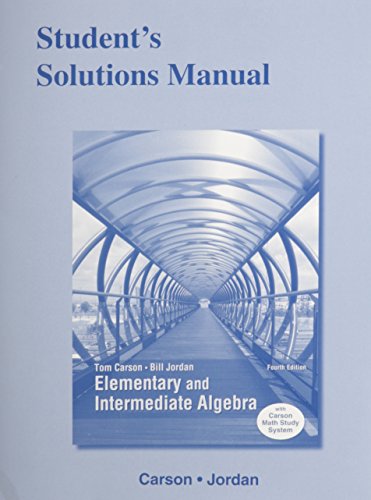 Student's Solutions Manual for Elementary and Intermediate Algebra