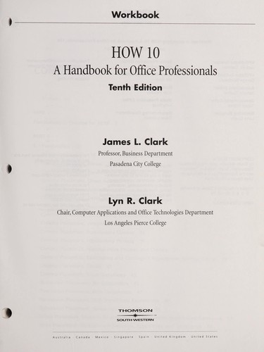 Workbook to Accompany Handbook for Office Workers