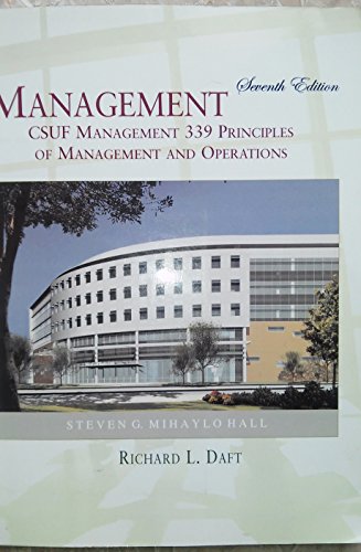 Mangement Csuf Management 339 Principles of Management and Operations 7th Edition