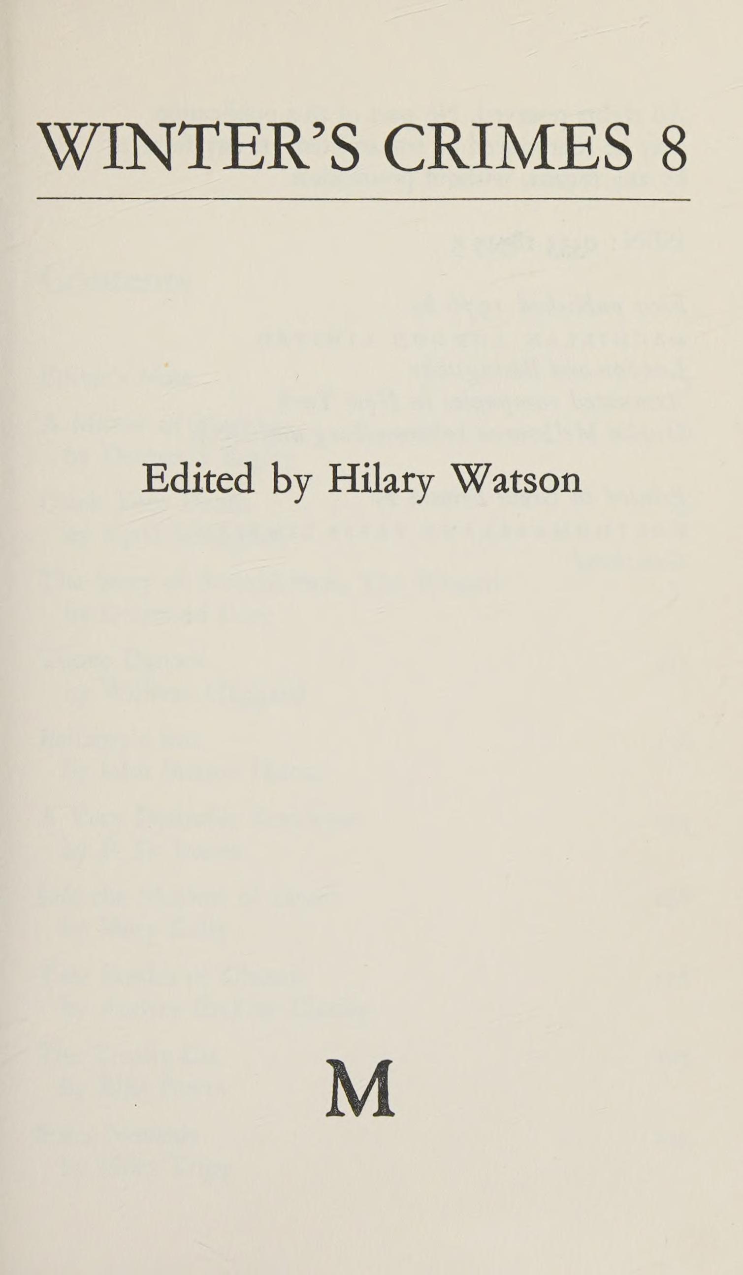 Winter'S Crimes 8 Cheap Watson H