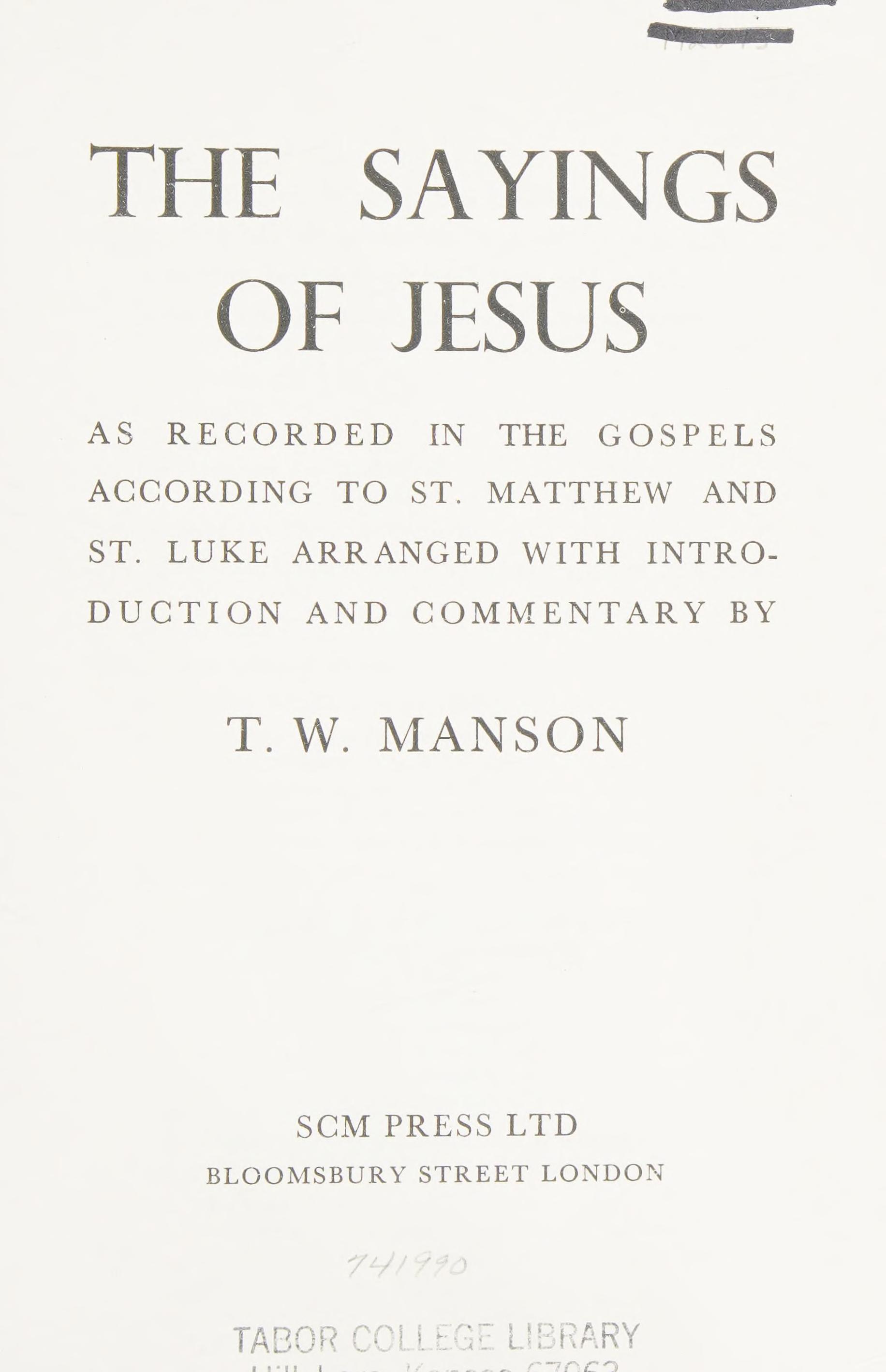 The Sayings Of Jesus