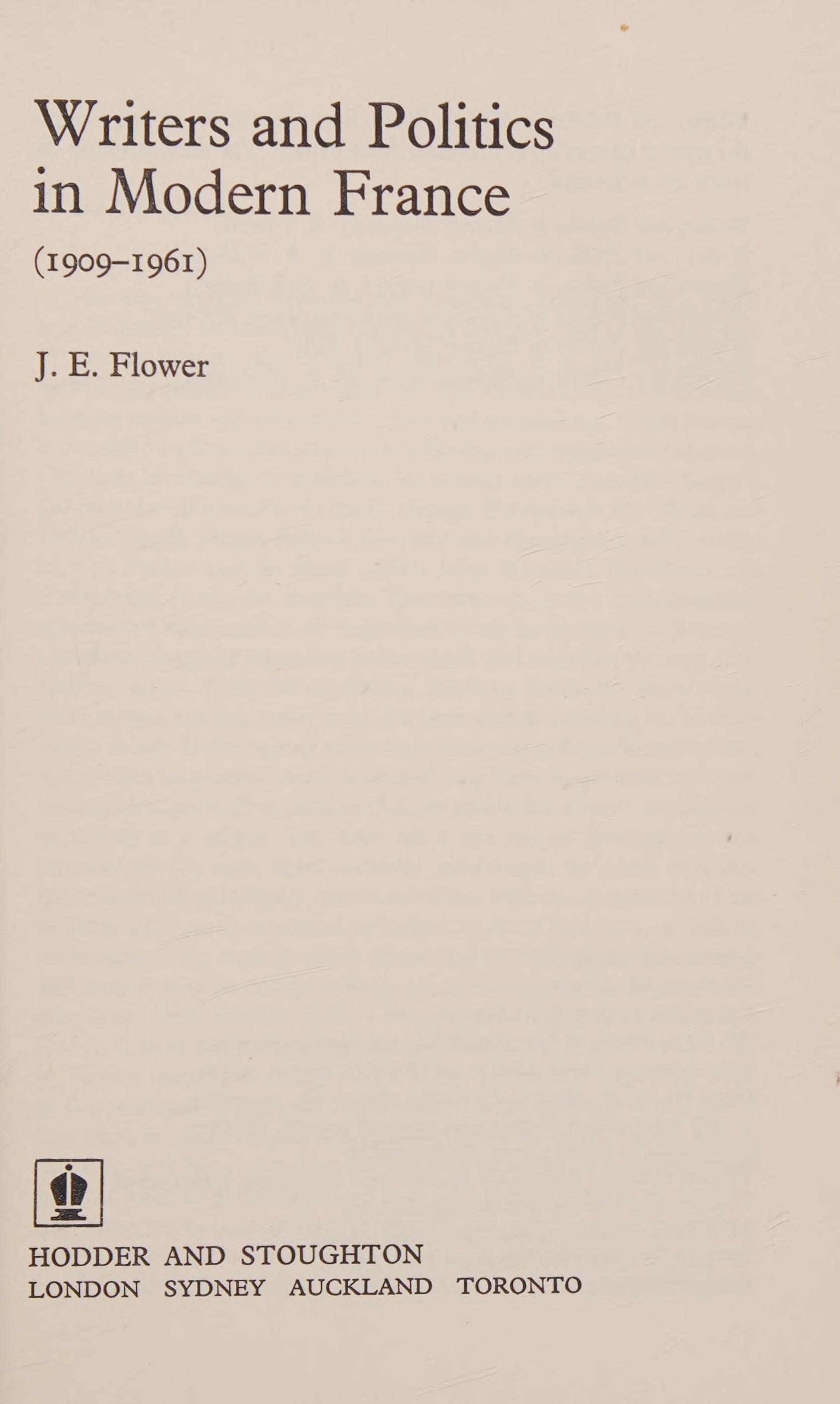 Writers and Politics in Modern France