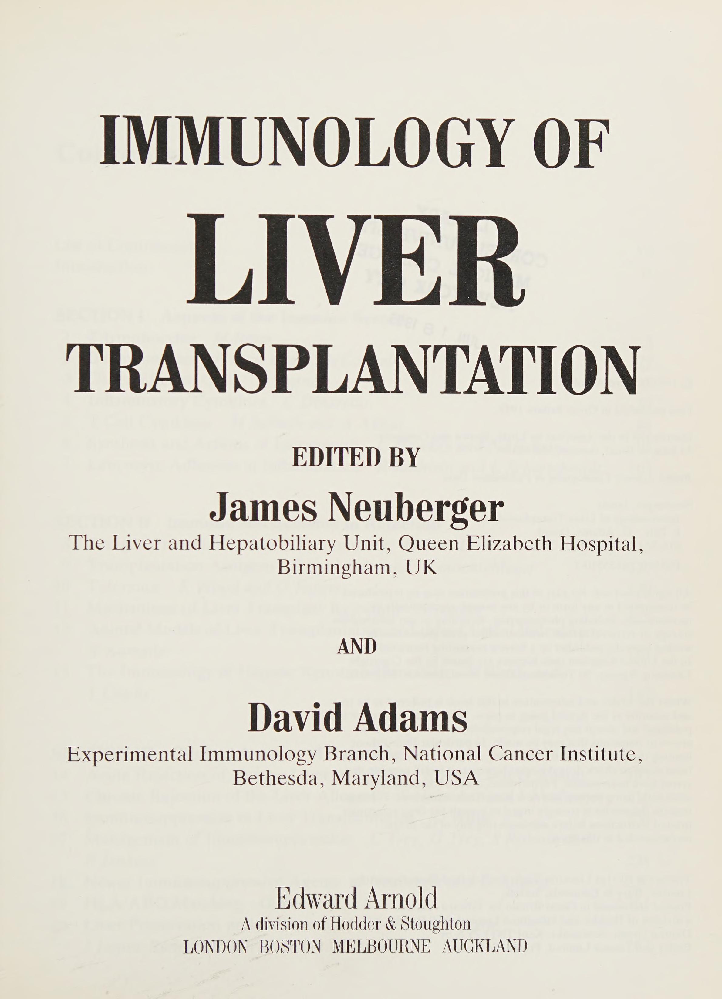 Immunology Of Liver Transplantation