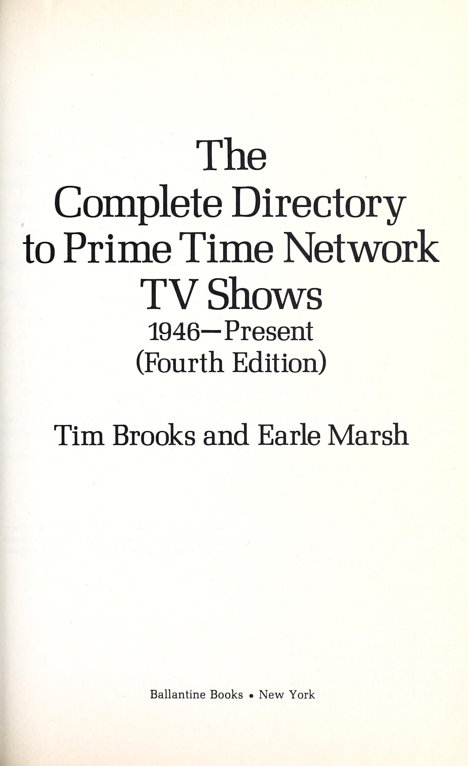 The Complete Directory to Prime Time Network TV Shows 1946 - Present