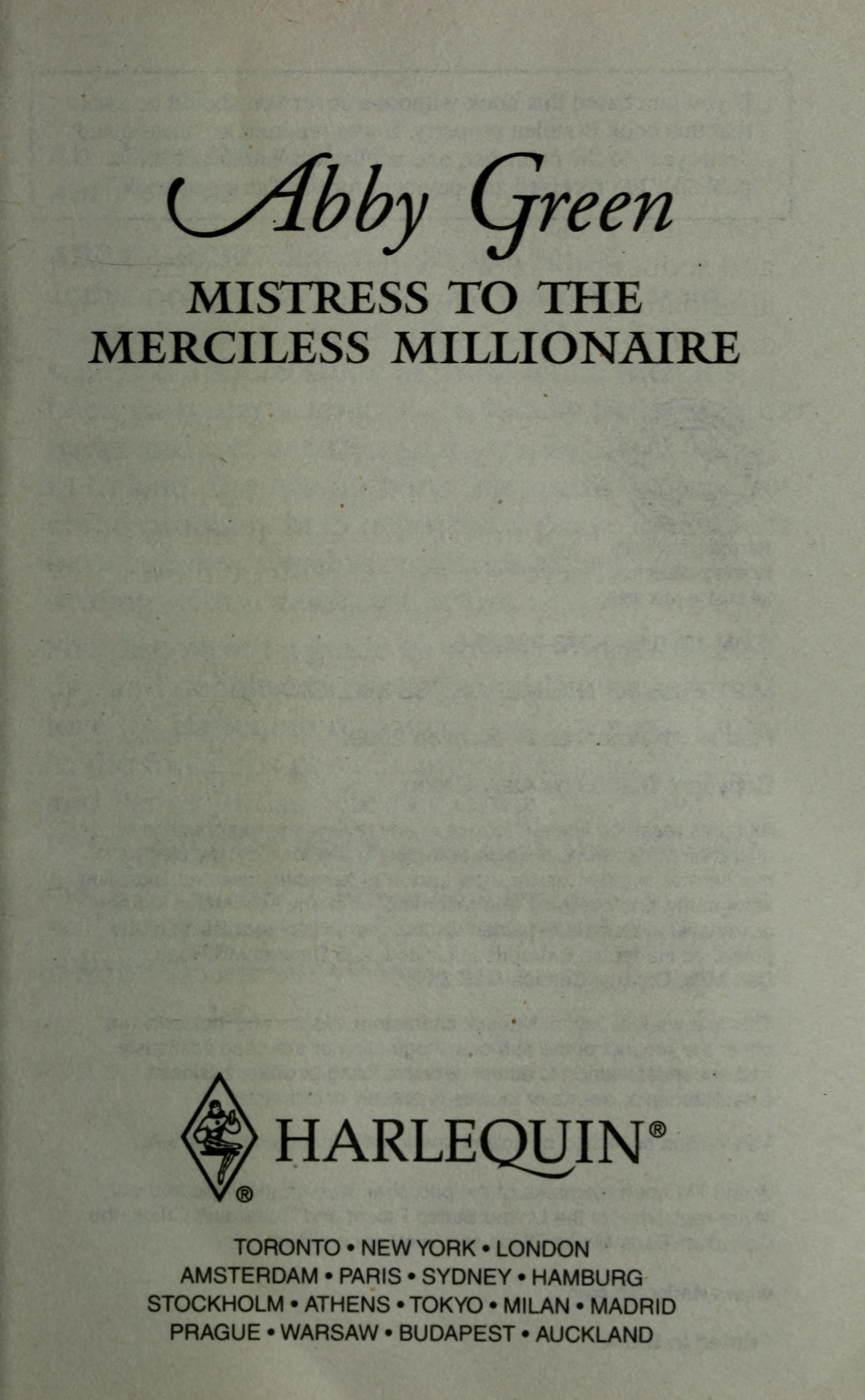 Mistress to the merciless millionaire