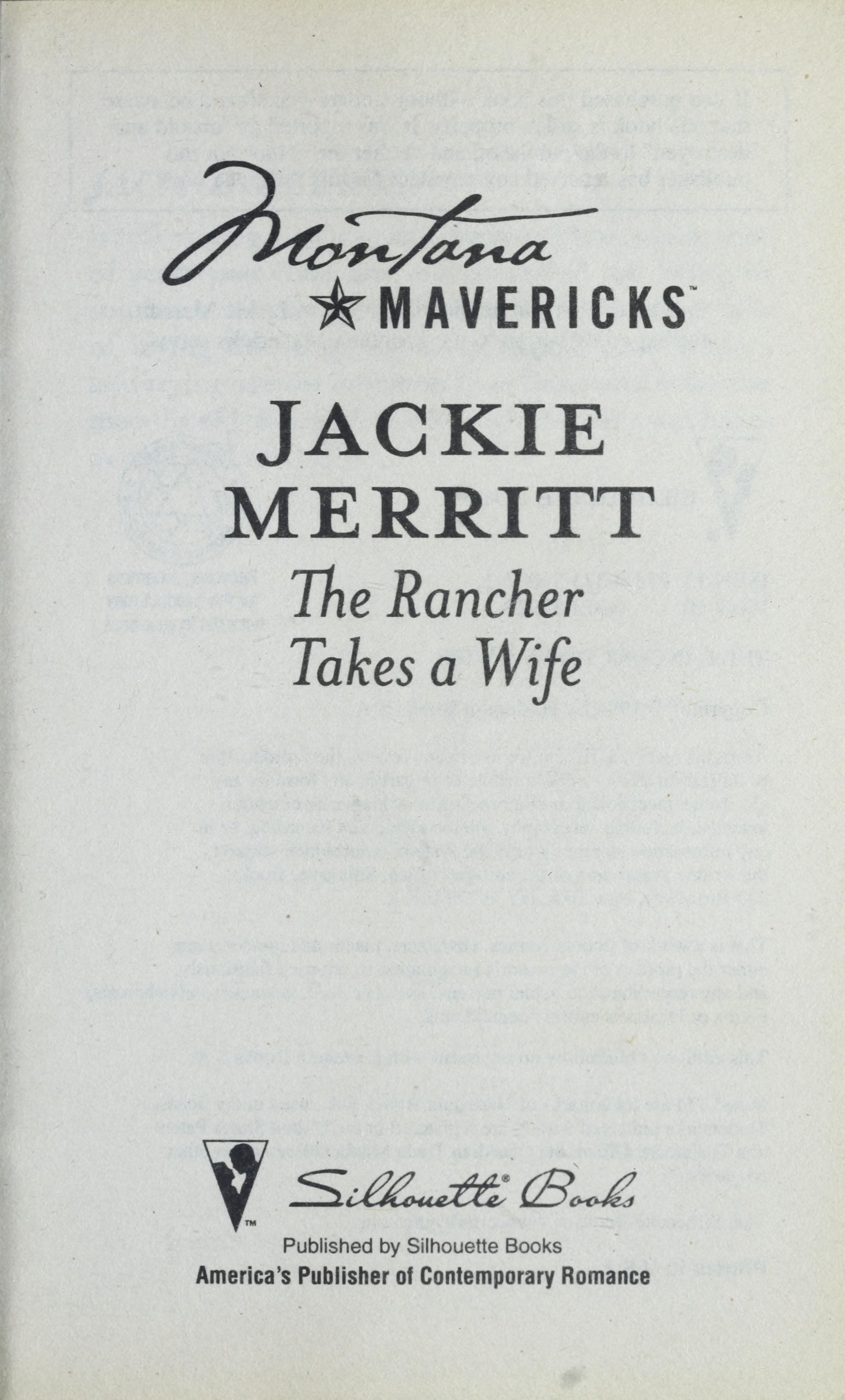 The rancher takes a wife