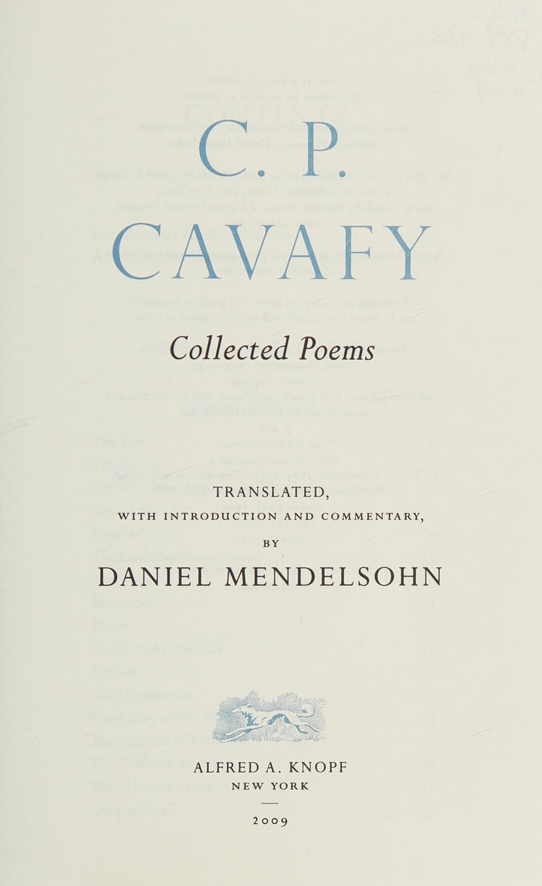 C. P. Cavafy: Collected Poems