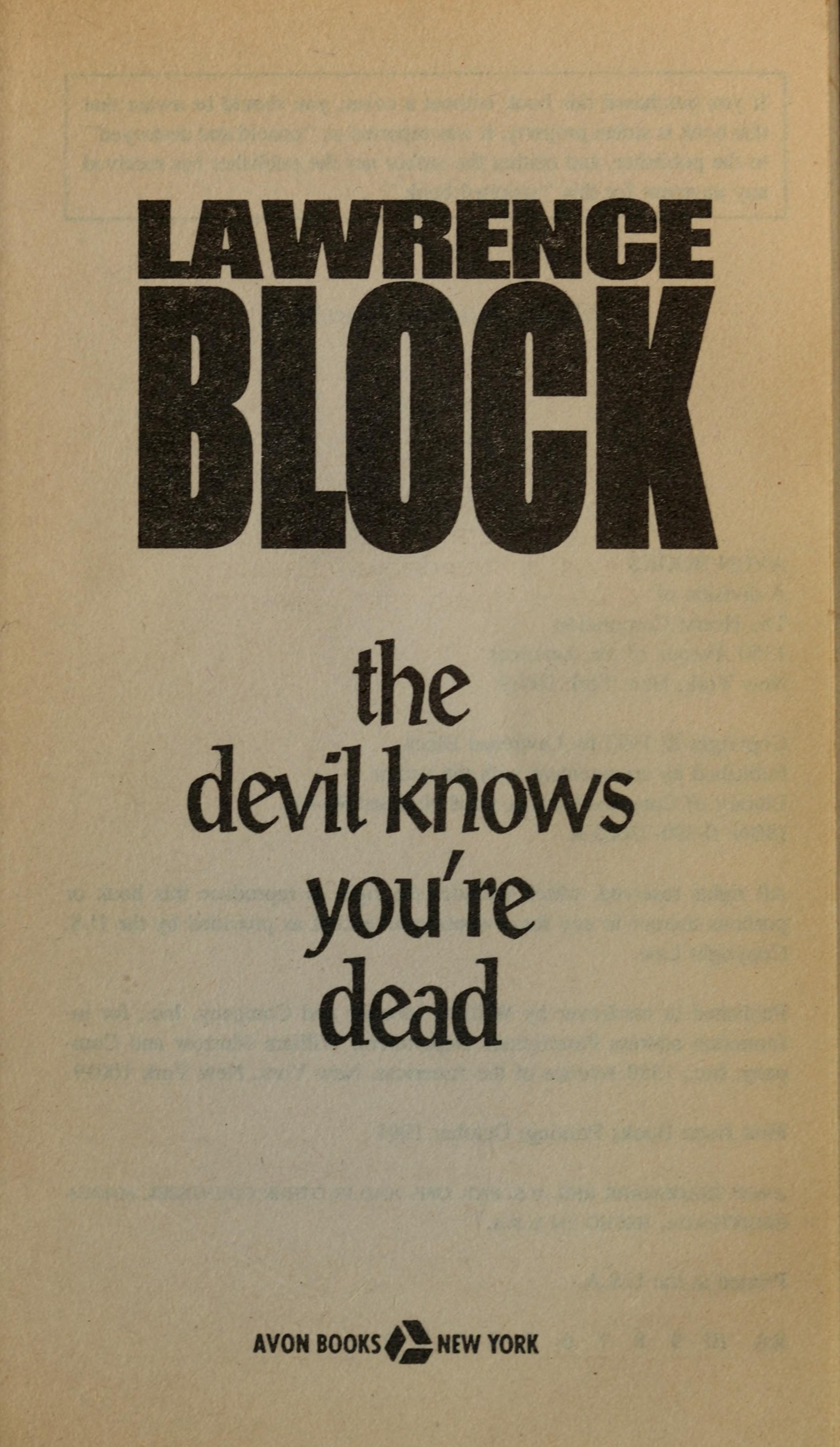 The Devil Knows You'Re Dead