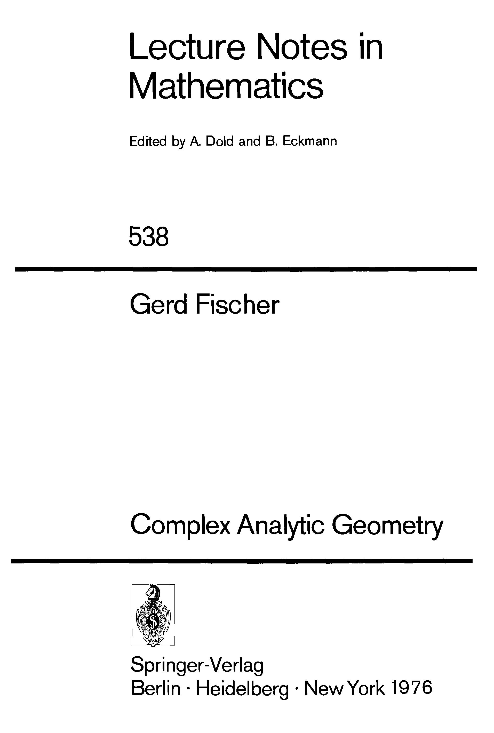 Complex Analytic Geometry