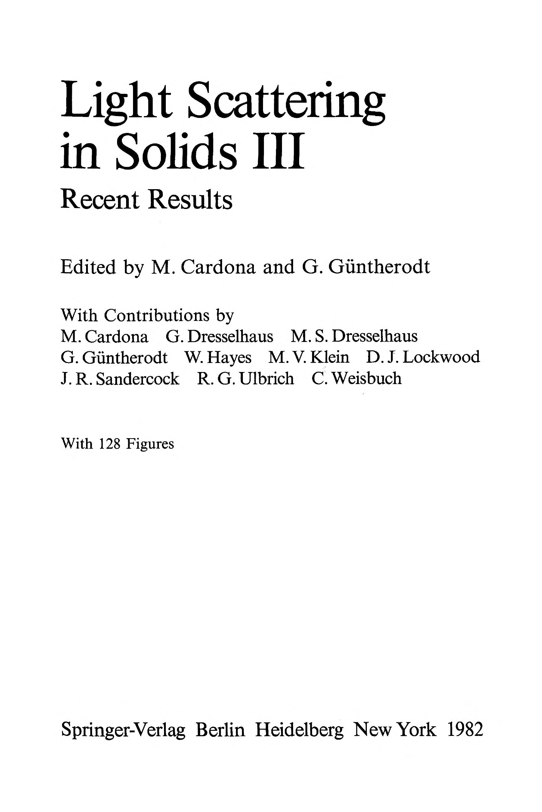 Light Scattering in Solids