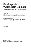 Metalinguistic Awareness In Children: Theory, Research, And Implications
