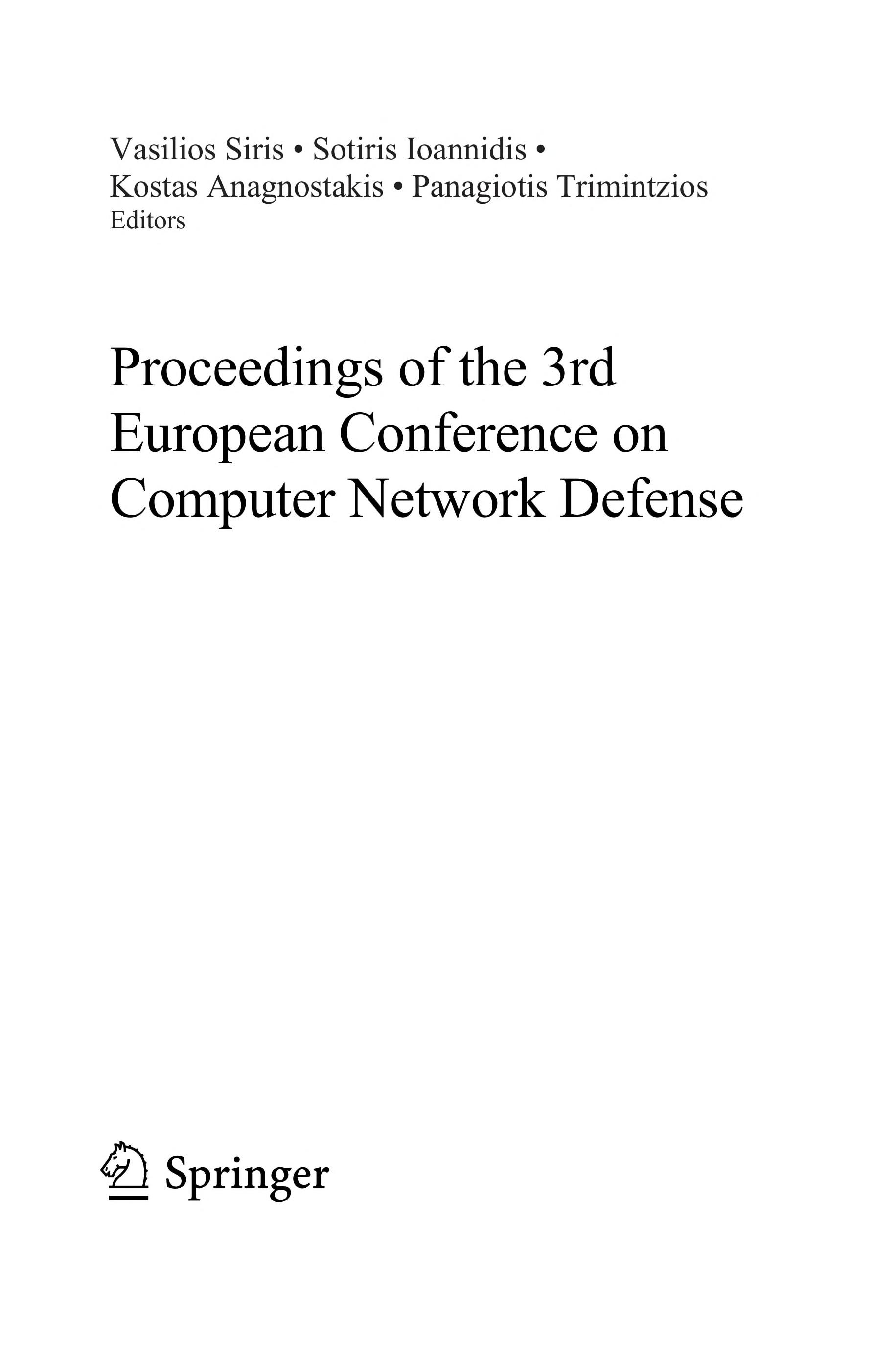 Proceedings of the 3rd European Conference on Computer Network Defense