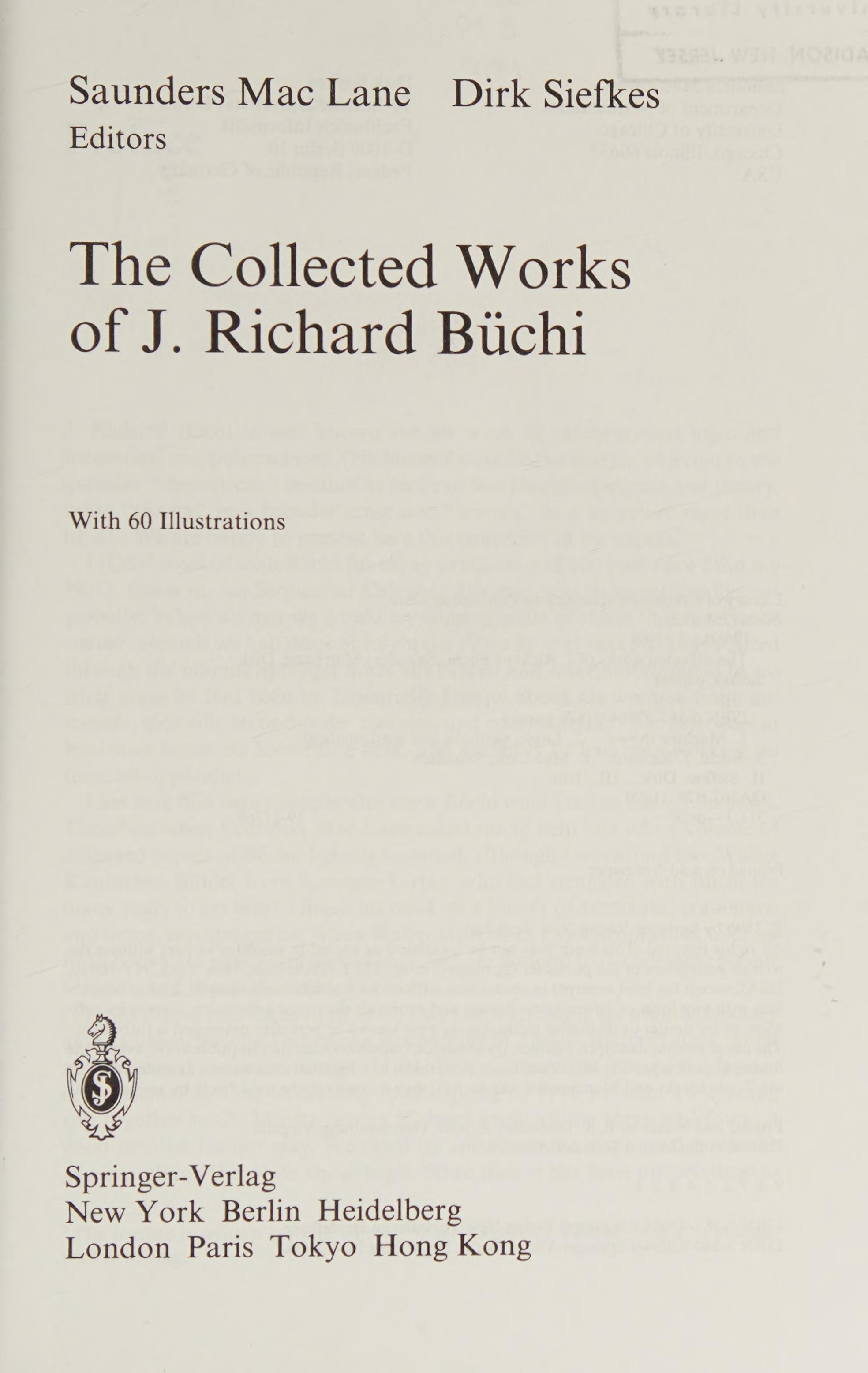 The Collected Works Of J. Richard Büchi
