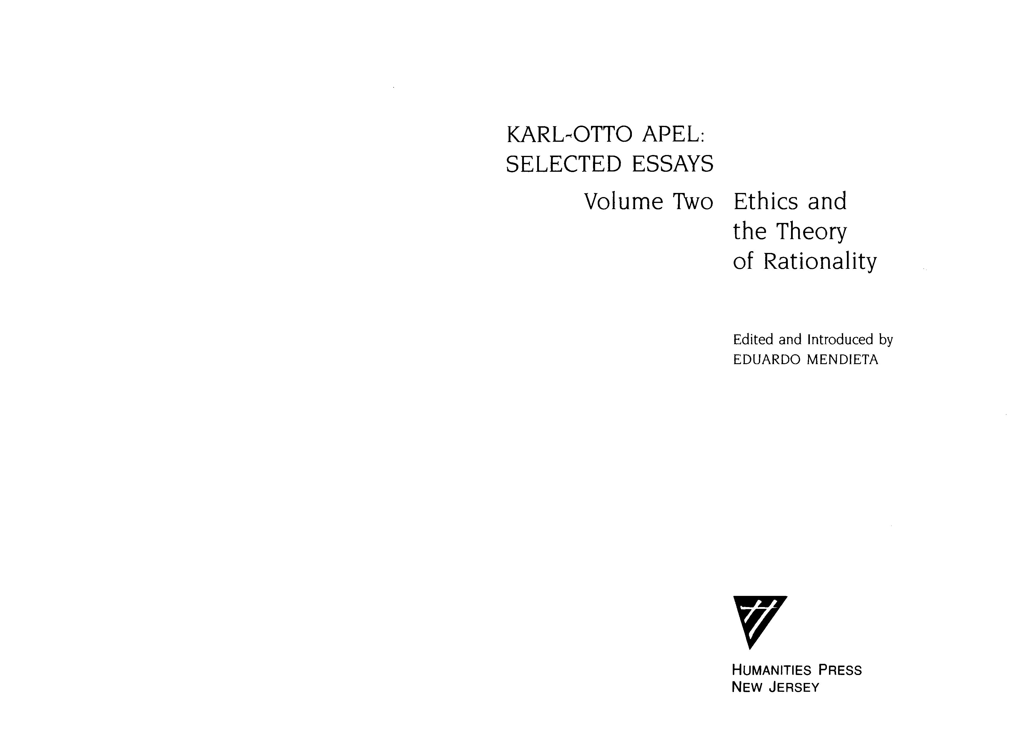 Karl Otto Apel Selected Essays