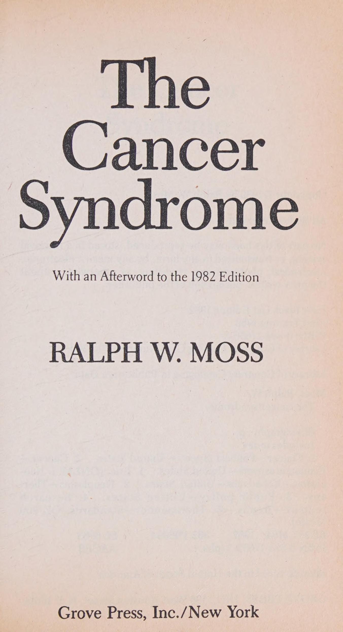 The Cancer Syndrome