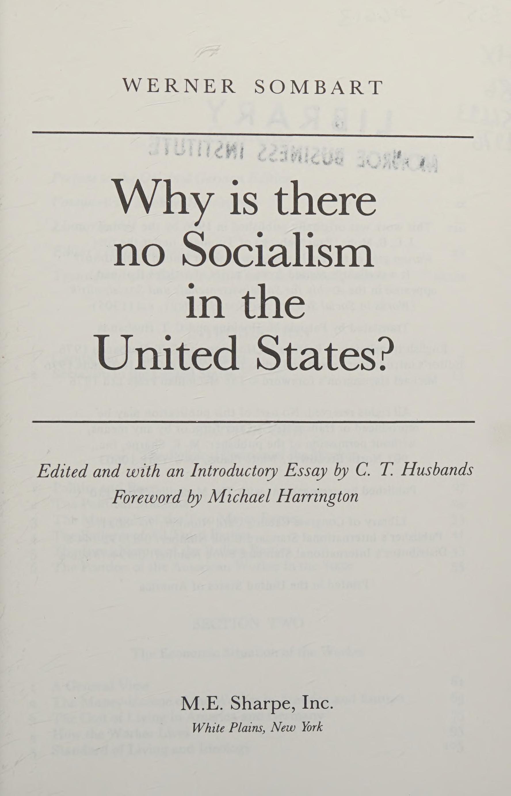 Why Is There No Socialism in the United States?