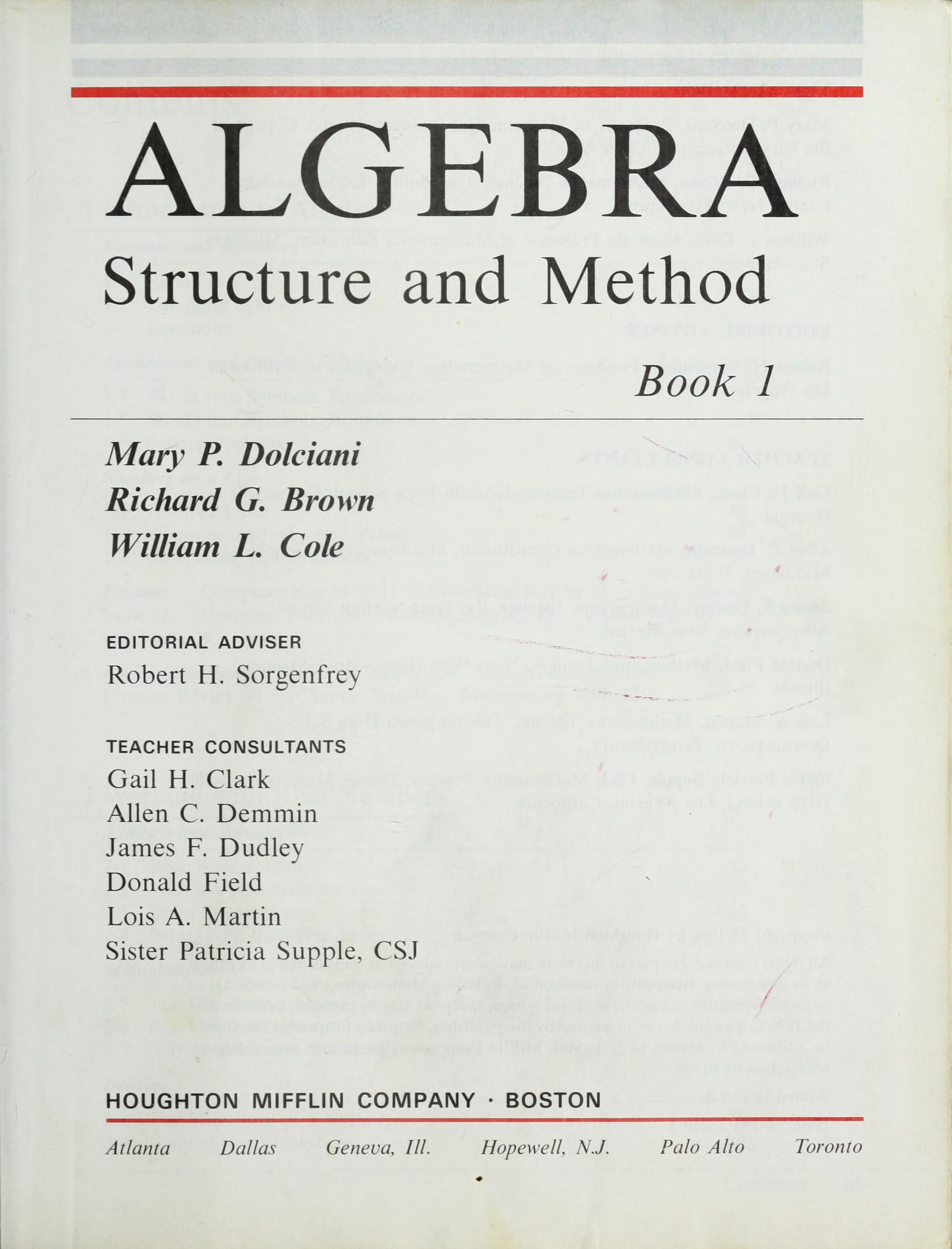 Algebra (Structure and Method) Book 1