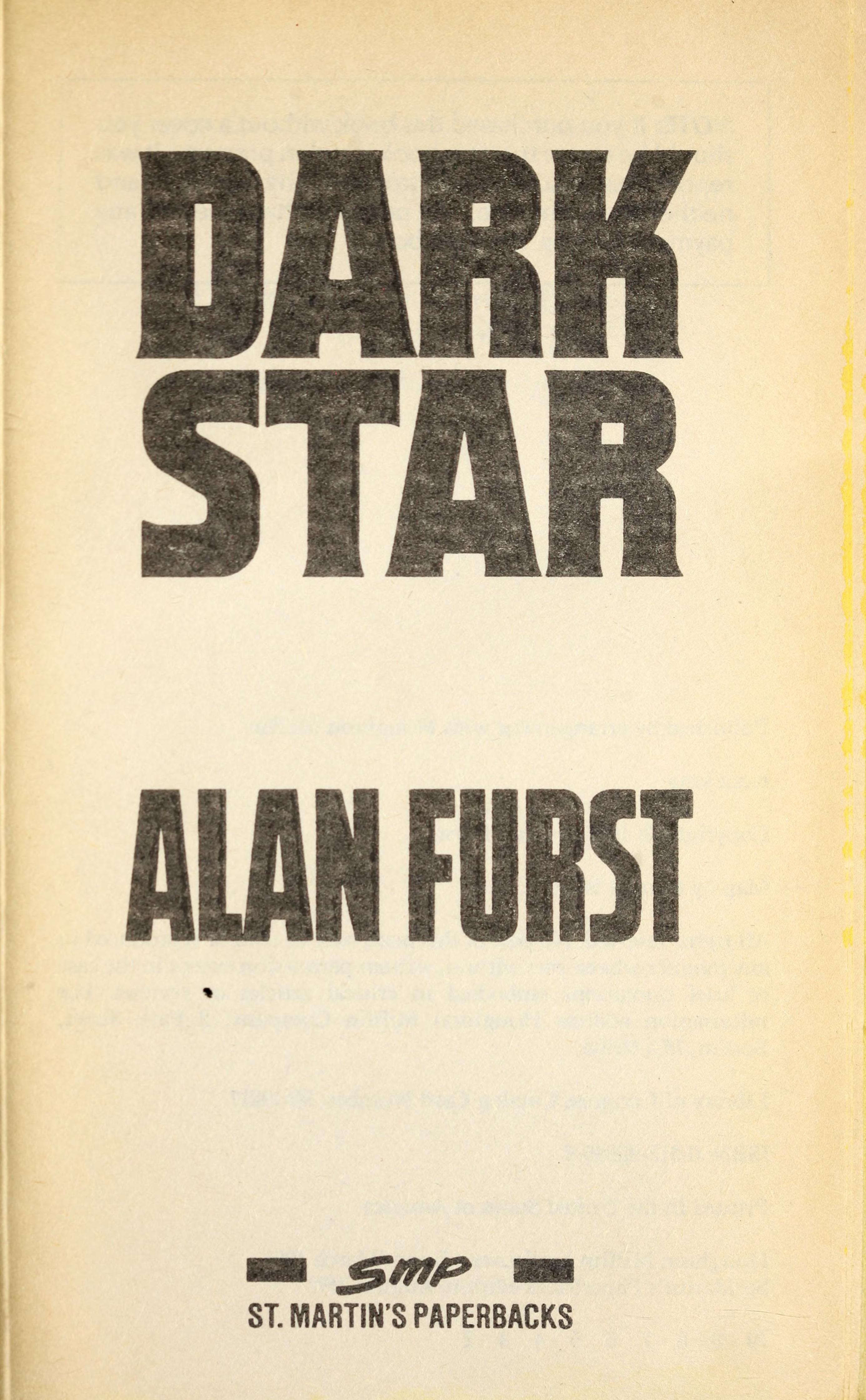 Dark Star by Alan Furst, ISBN 9780395510643