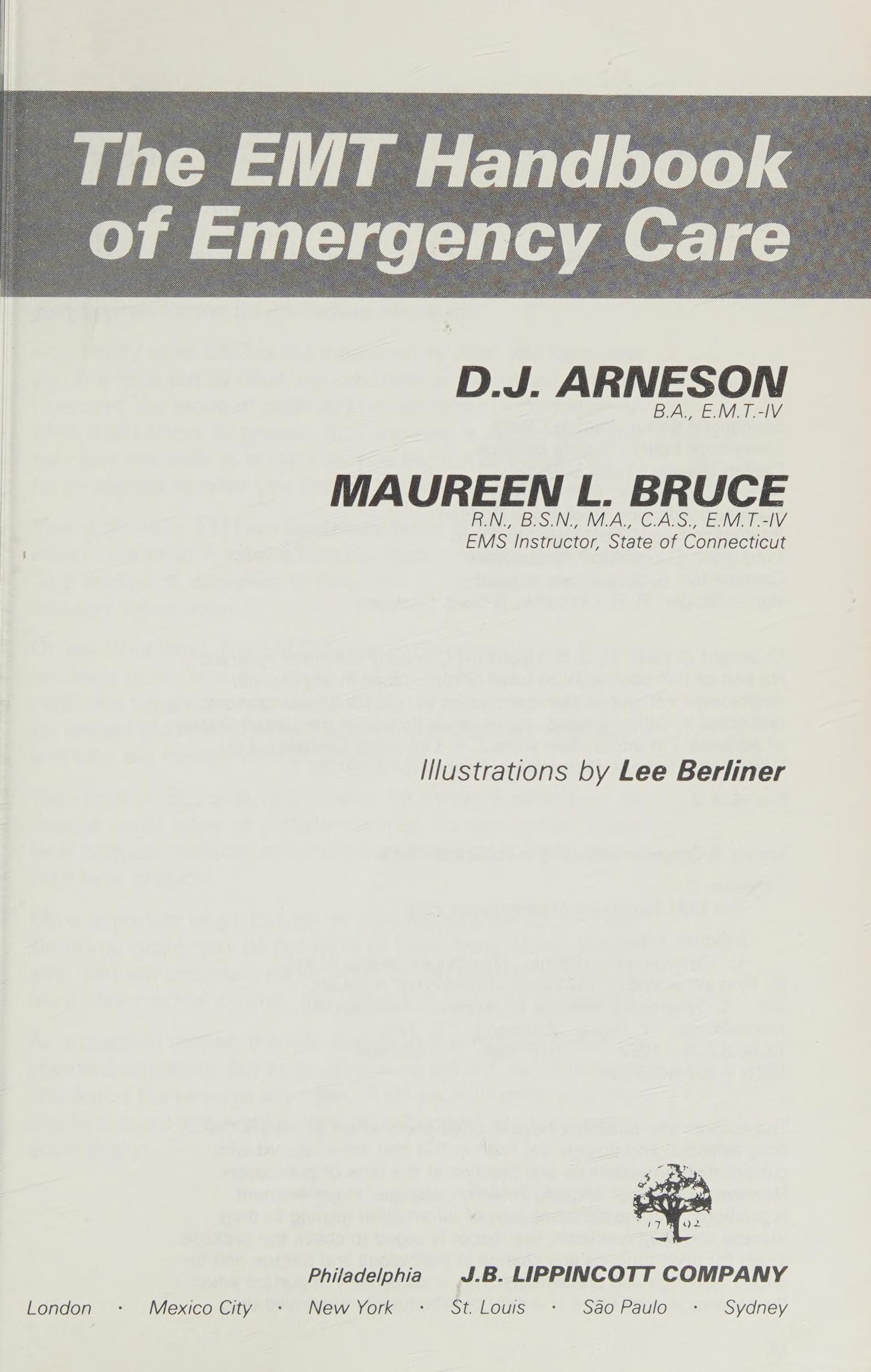 Emt Handbook Of Emergency Care/64-05138