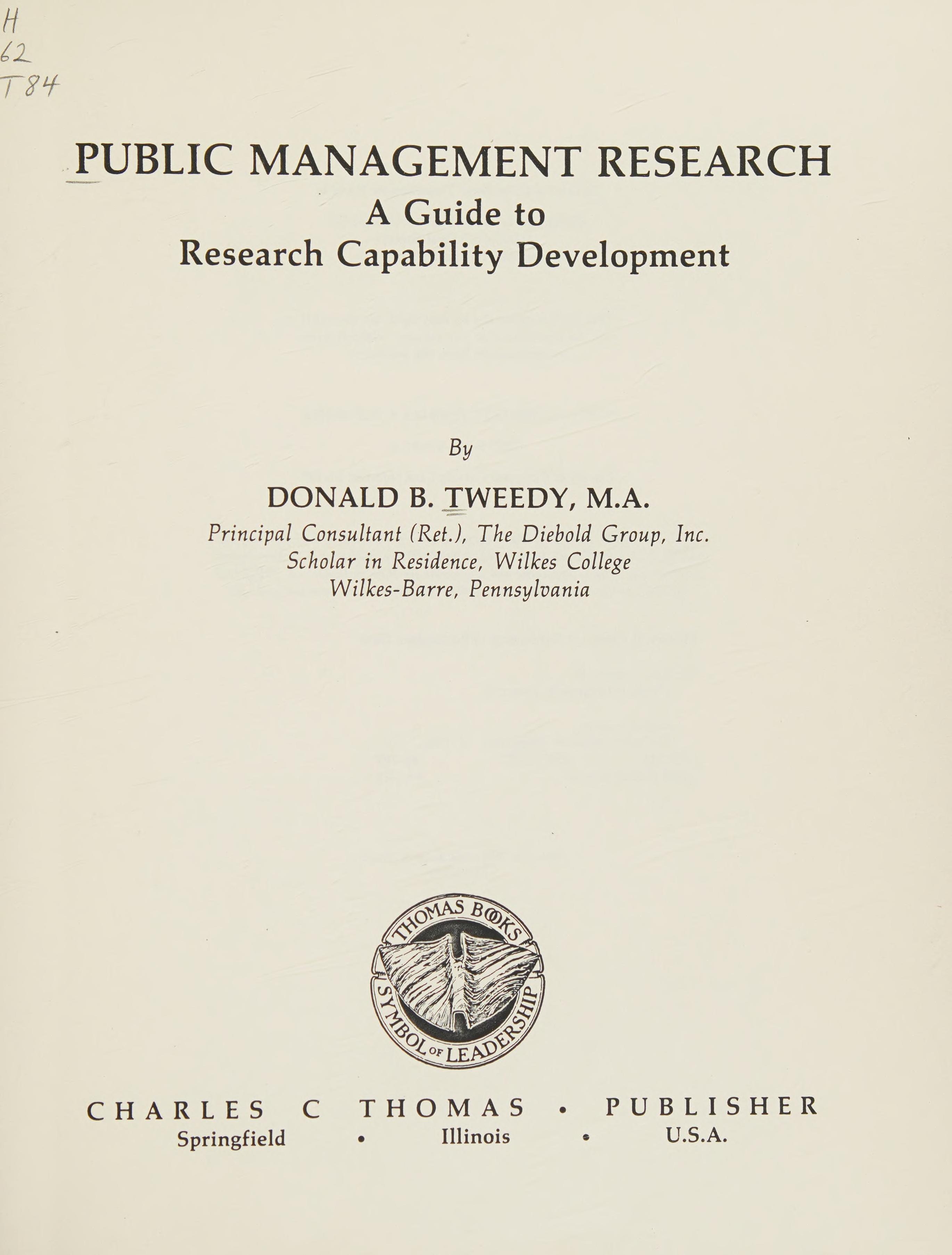 Public Management Research: A Guide To Research Capability Development