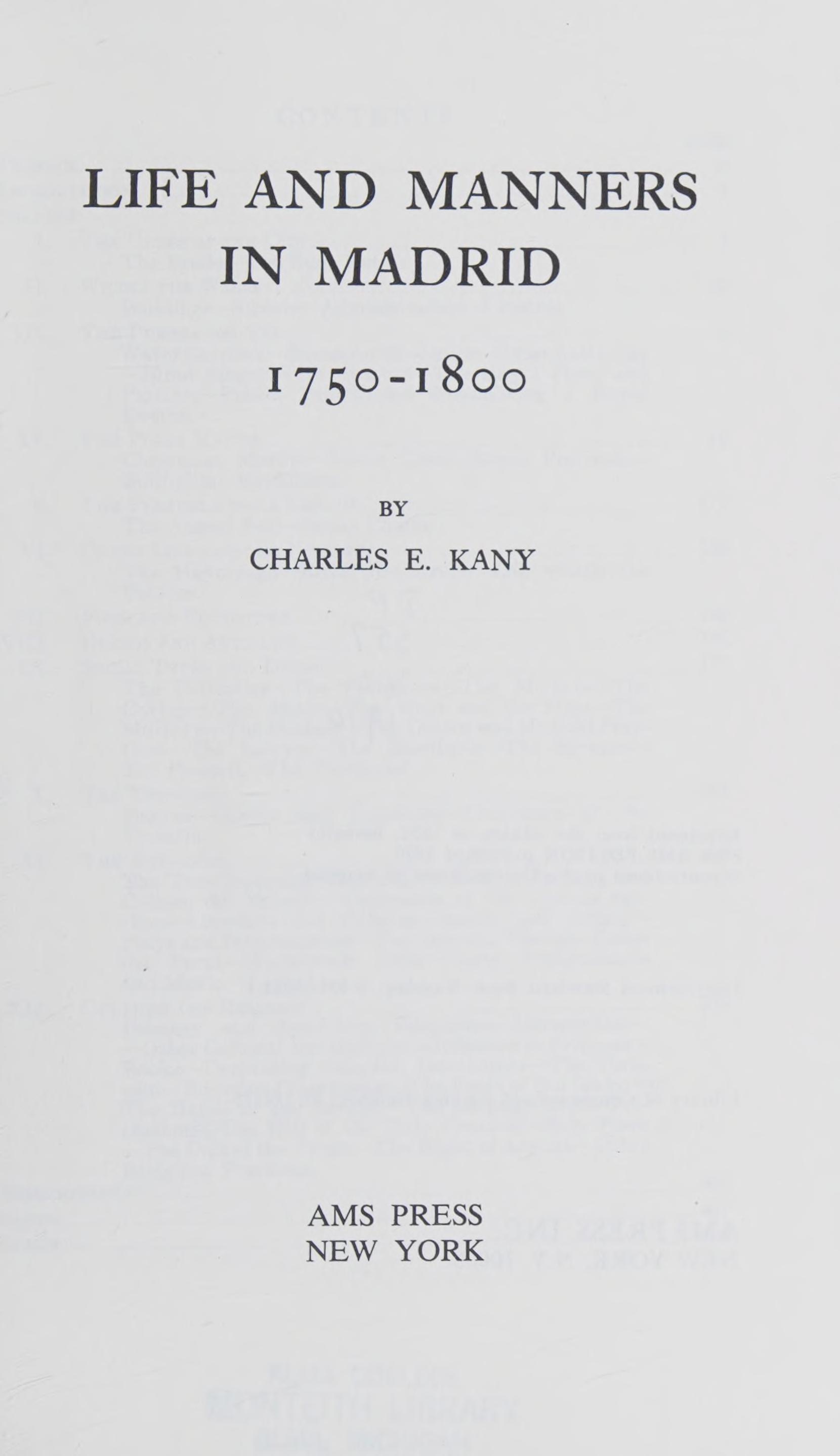 Life And Manners In Madrid, 1750-1800