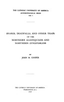 Snares, deadfalls, and other traps of the northern Algonquians and northern Athapaskans