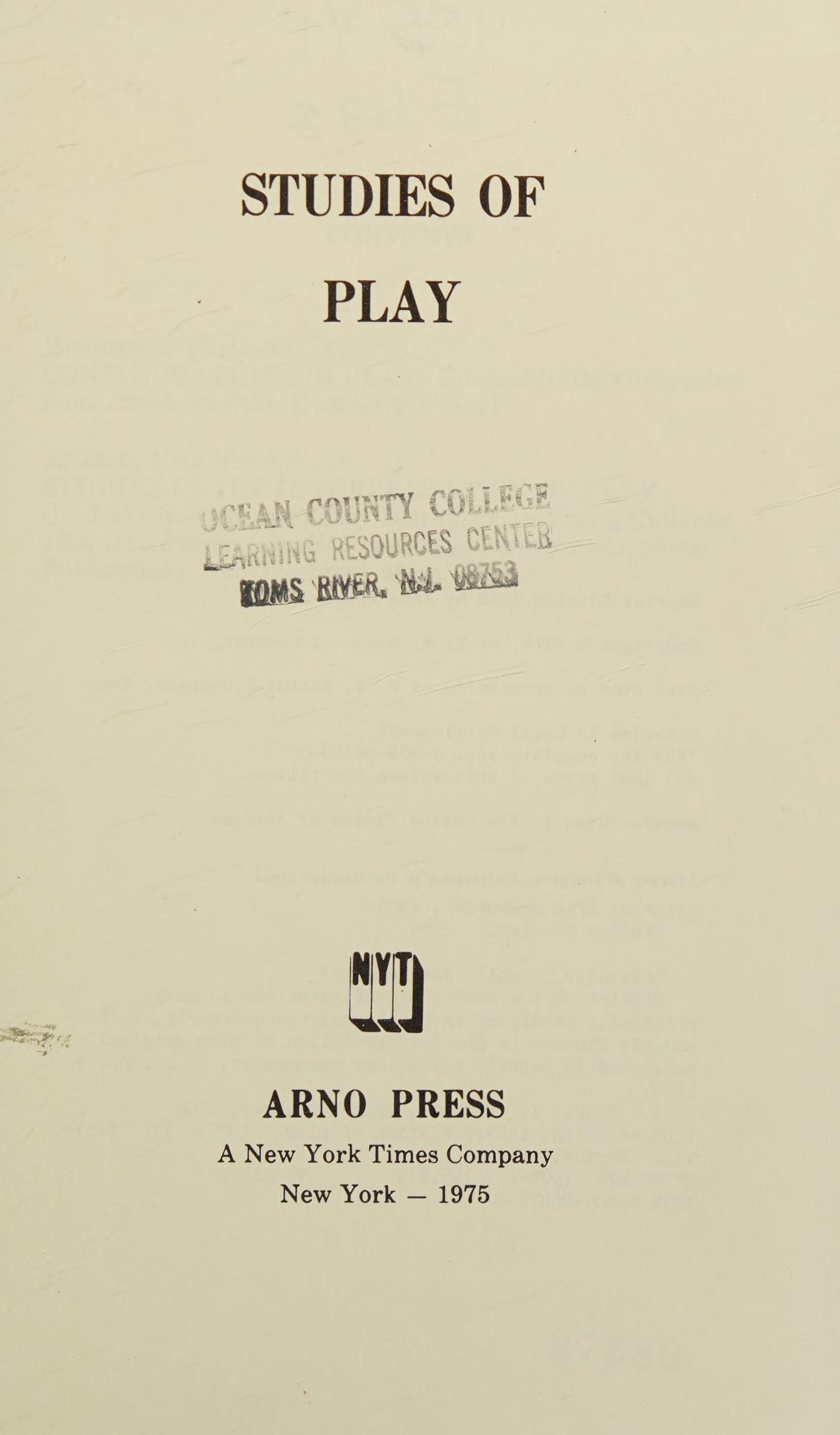 Studies of Play