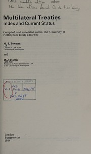 Multilateral Treaties--Index And Current Status