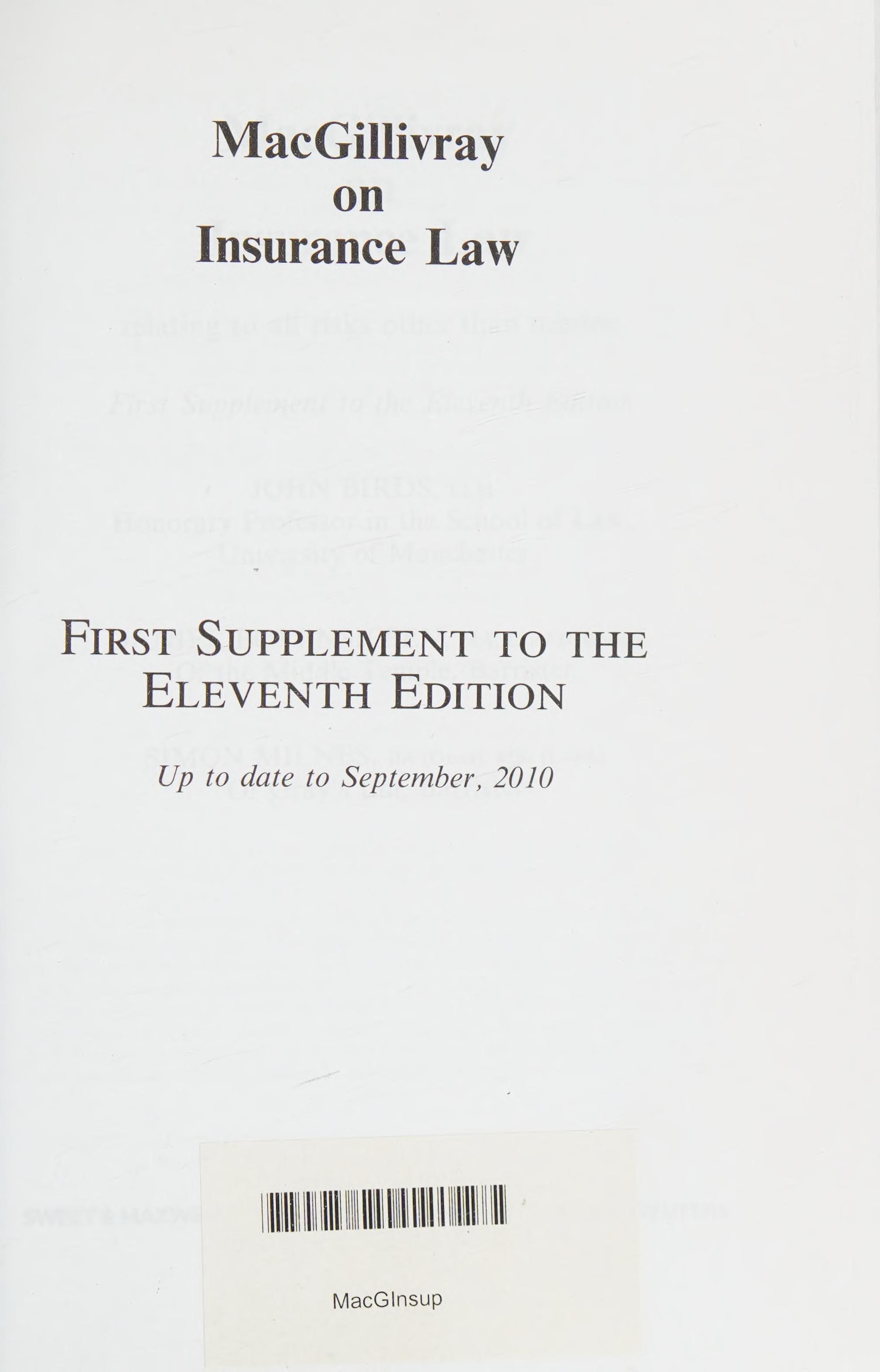Macgillivray on insurance law