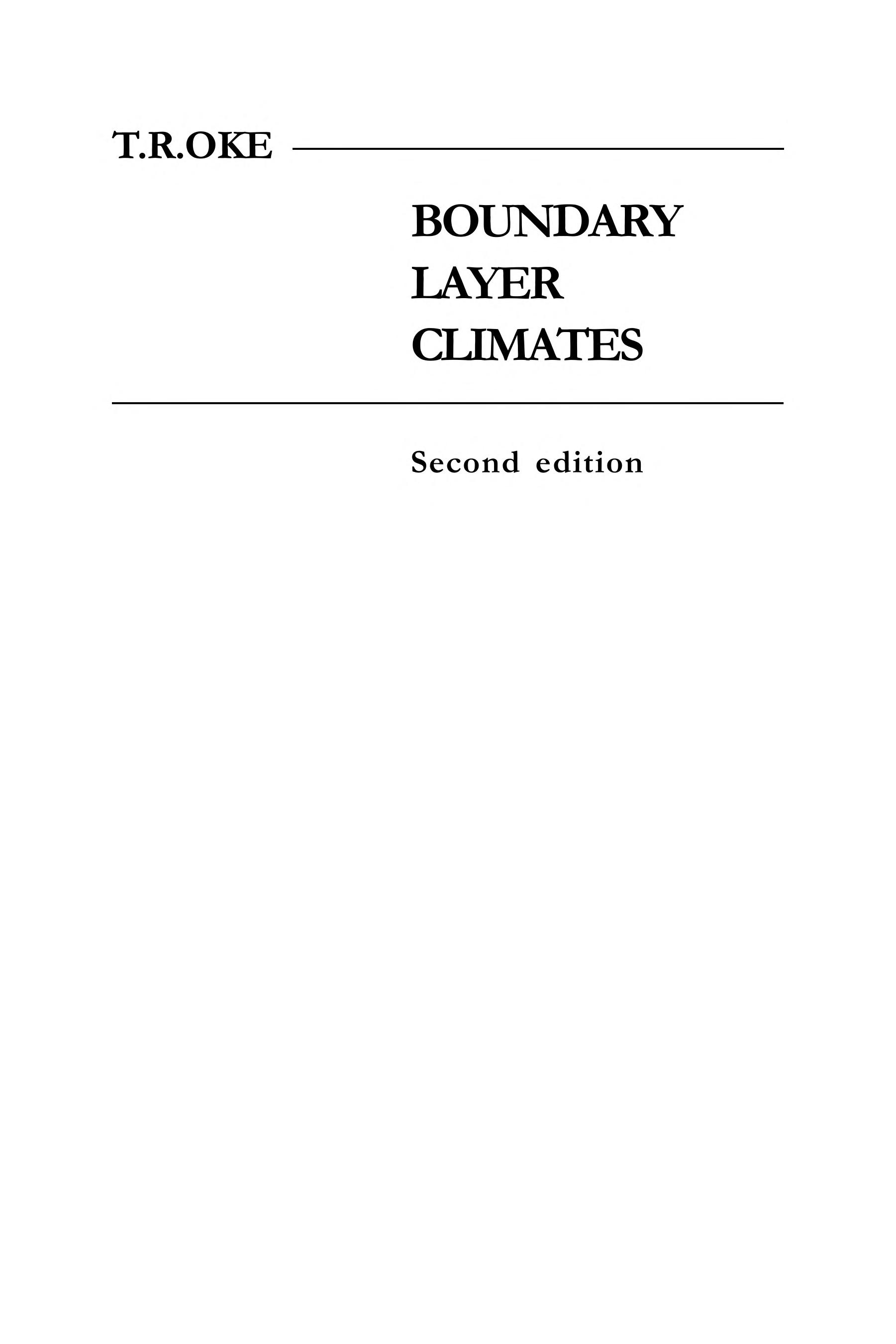 Boundary Layer Climates