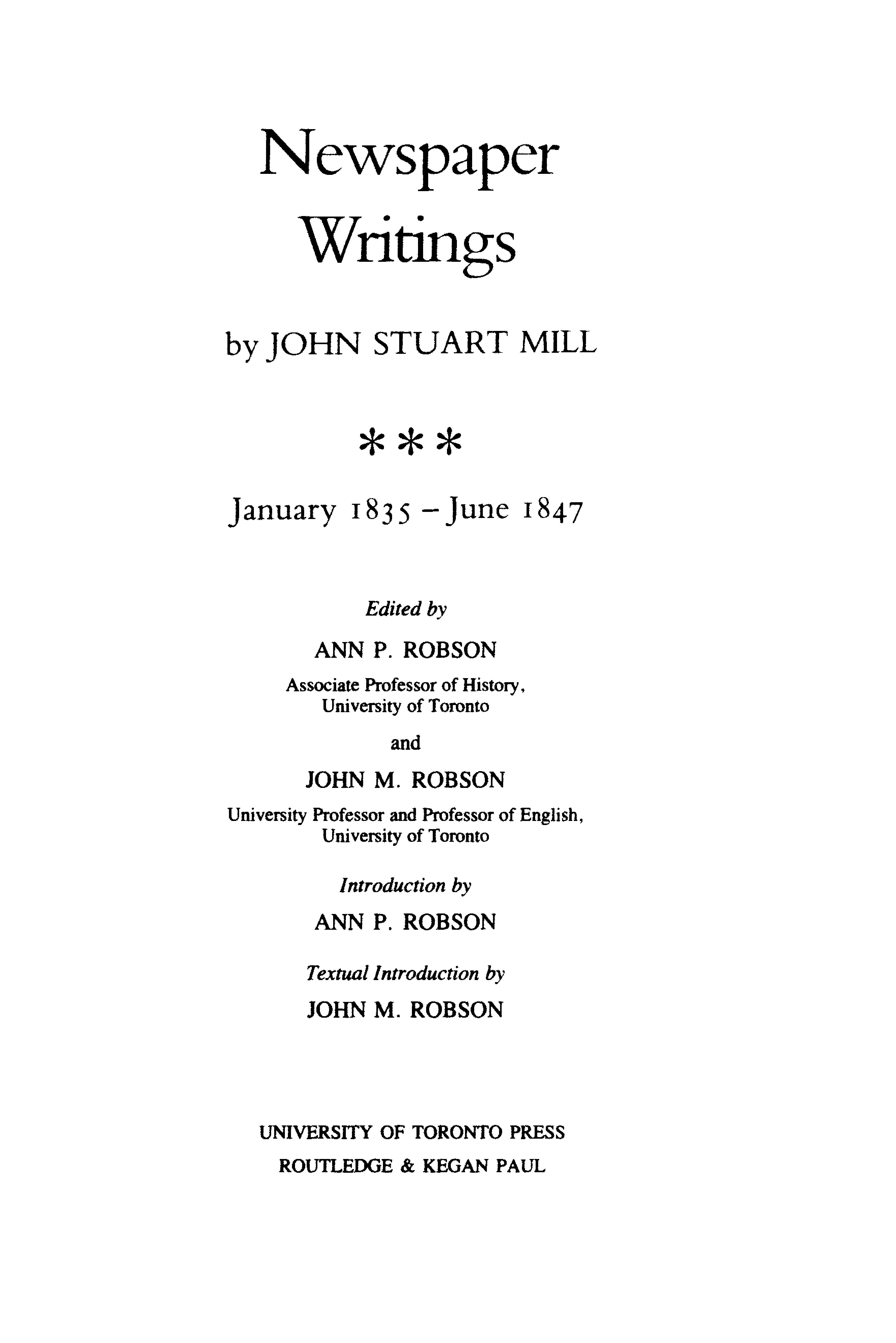 Collected Works of John Stuart Mill
