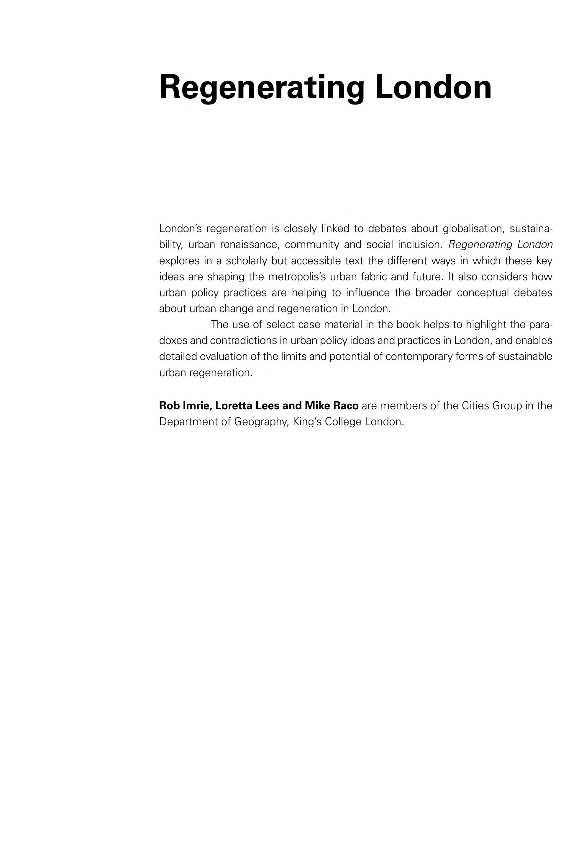 Regenerating London