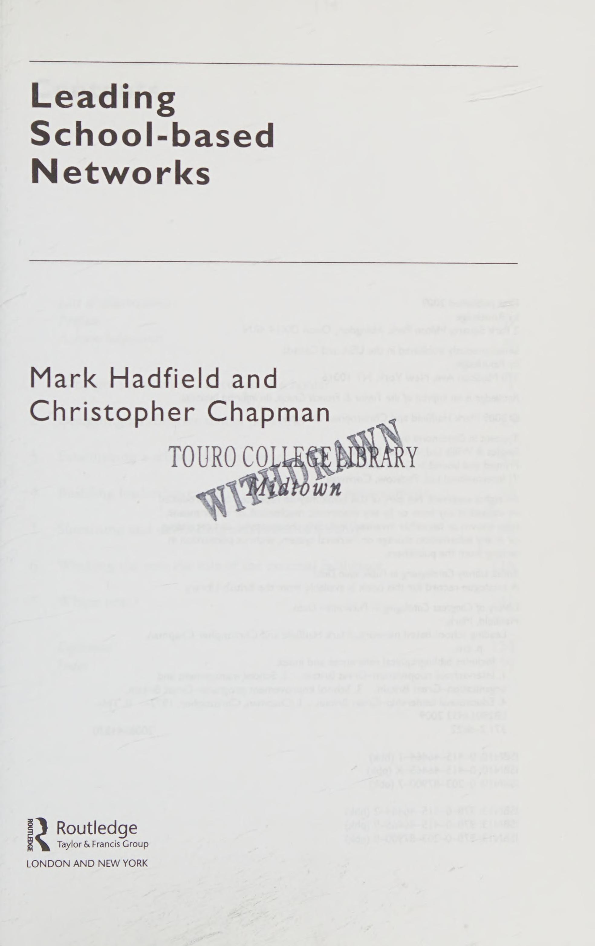 Leading School-Based Networks