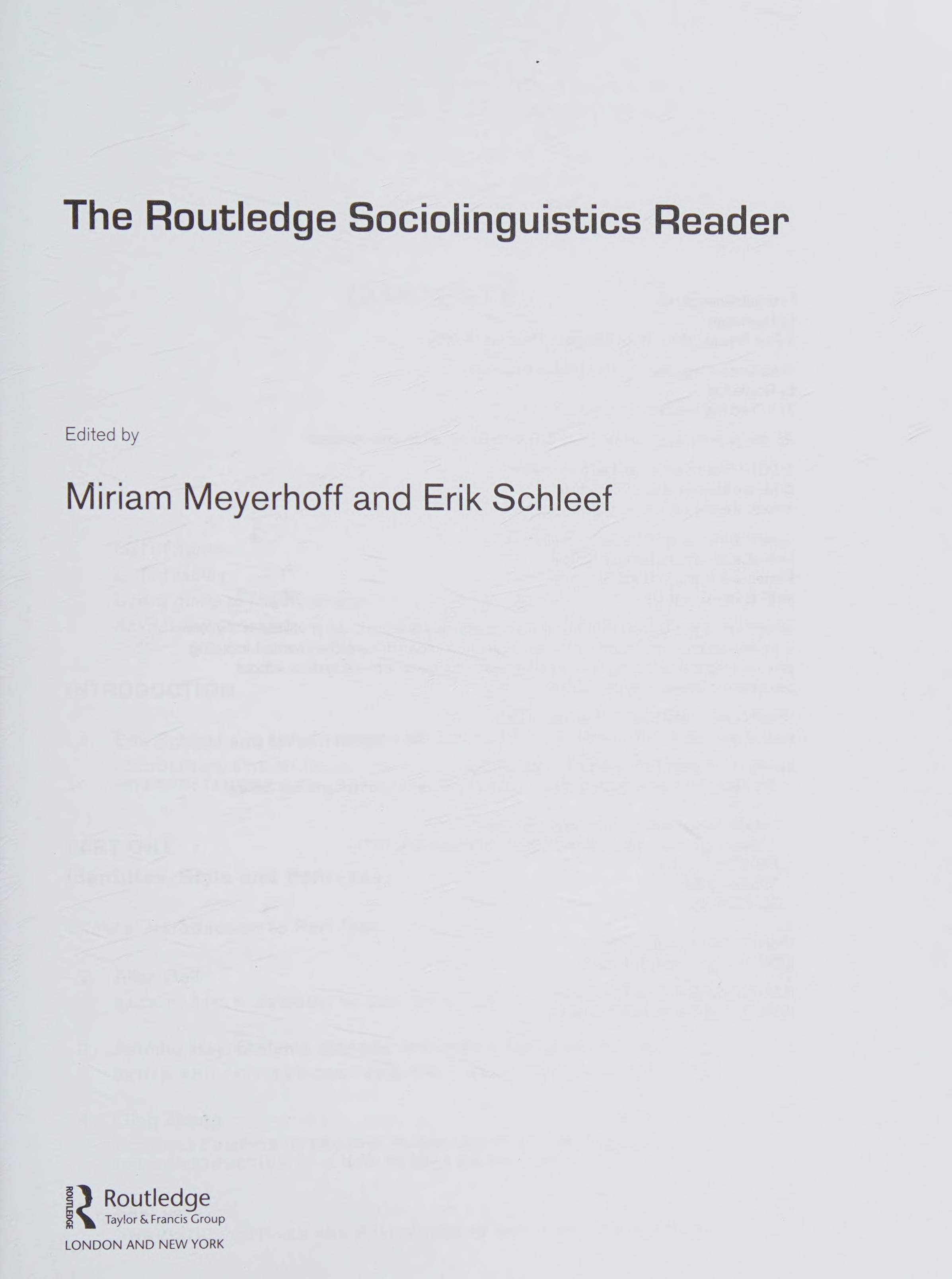The Routledge Sociolinguistics Reader
