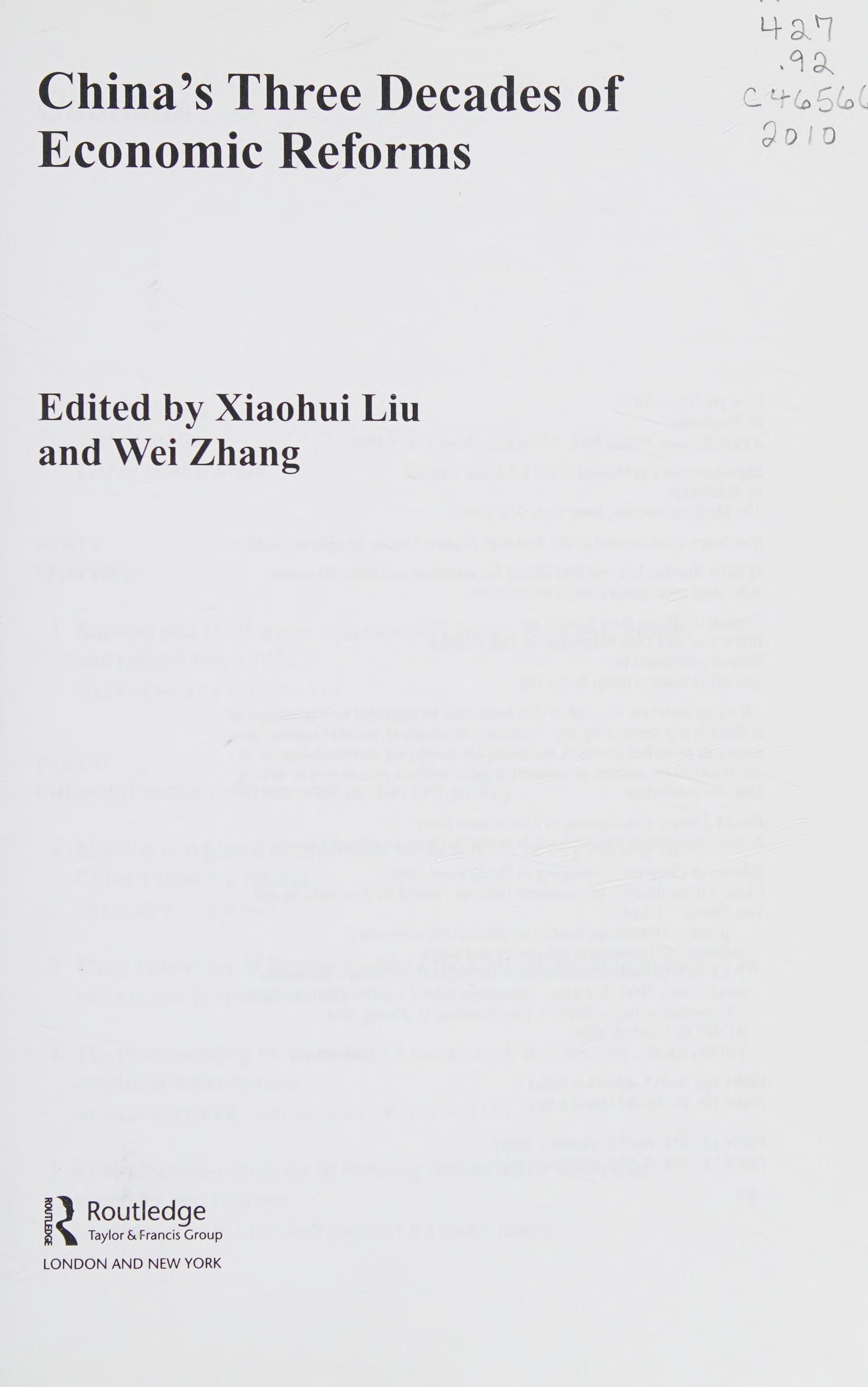 China's Three Decades of Economic Reforms