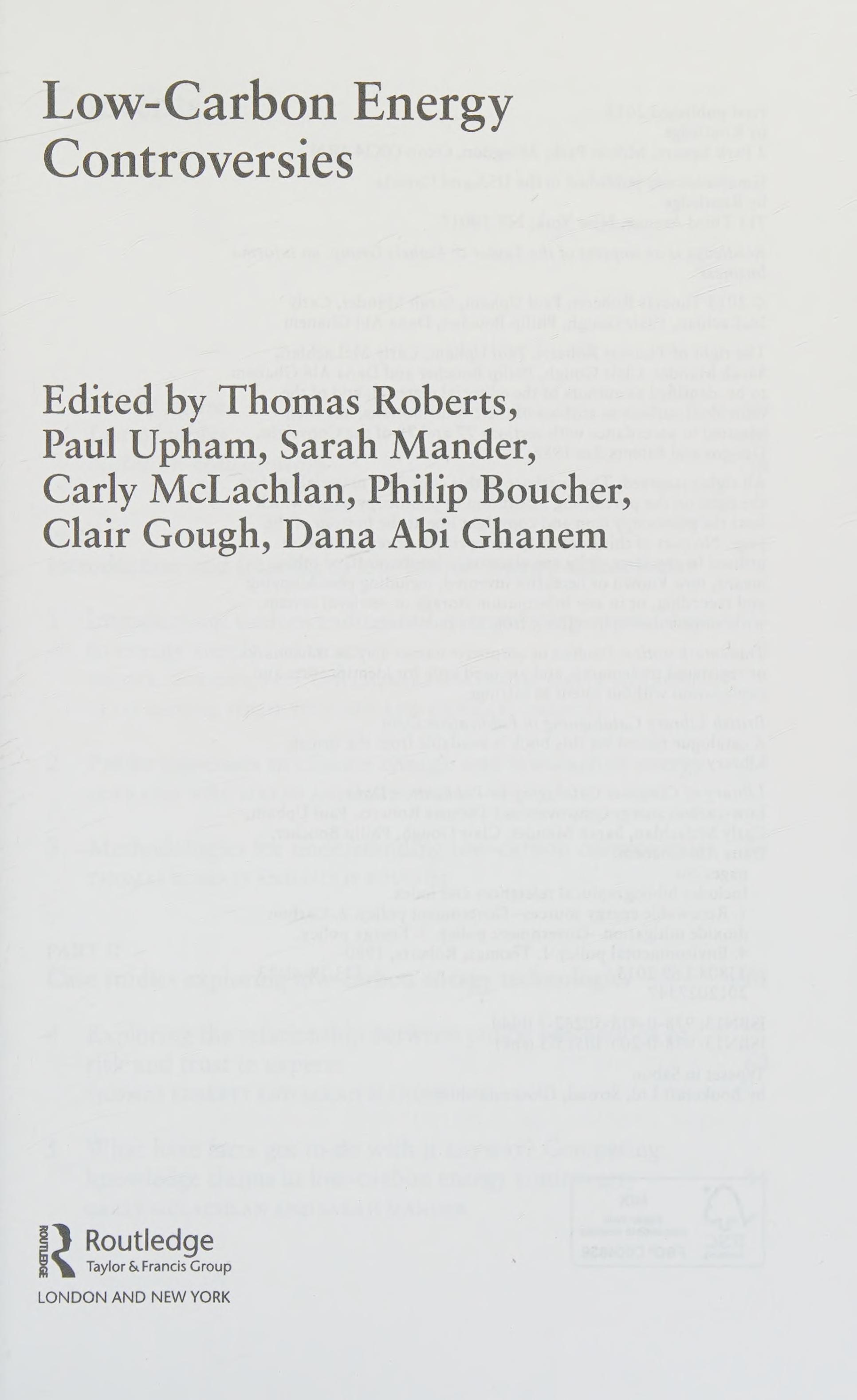 Low-Carbon Energy Controversies