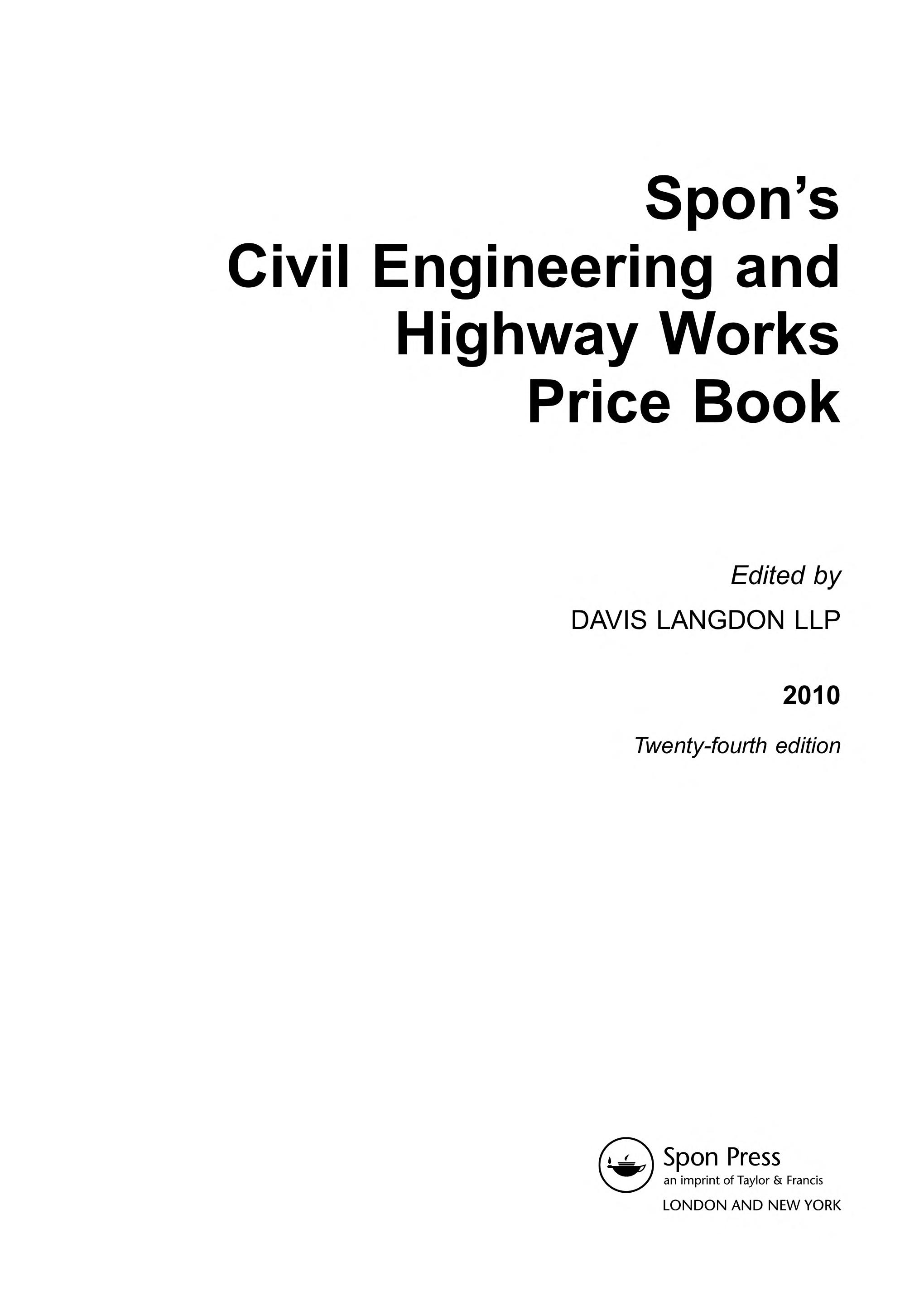 Spon's Civil Engineering and Highway Works Price Book 2010