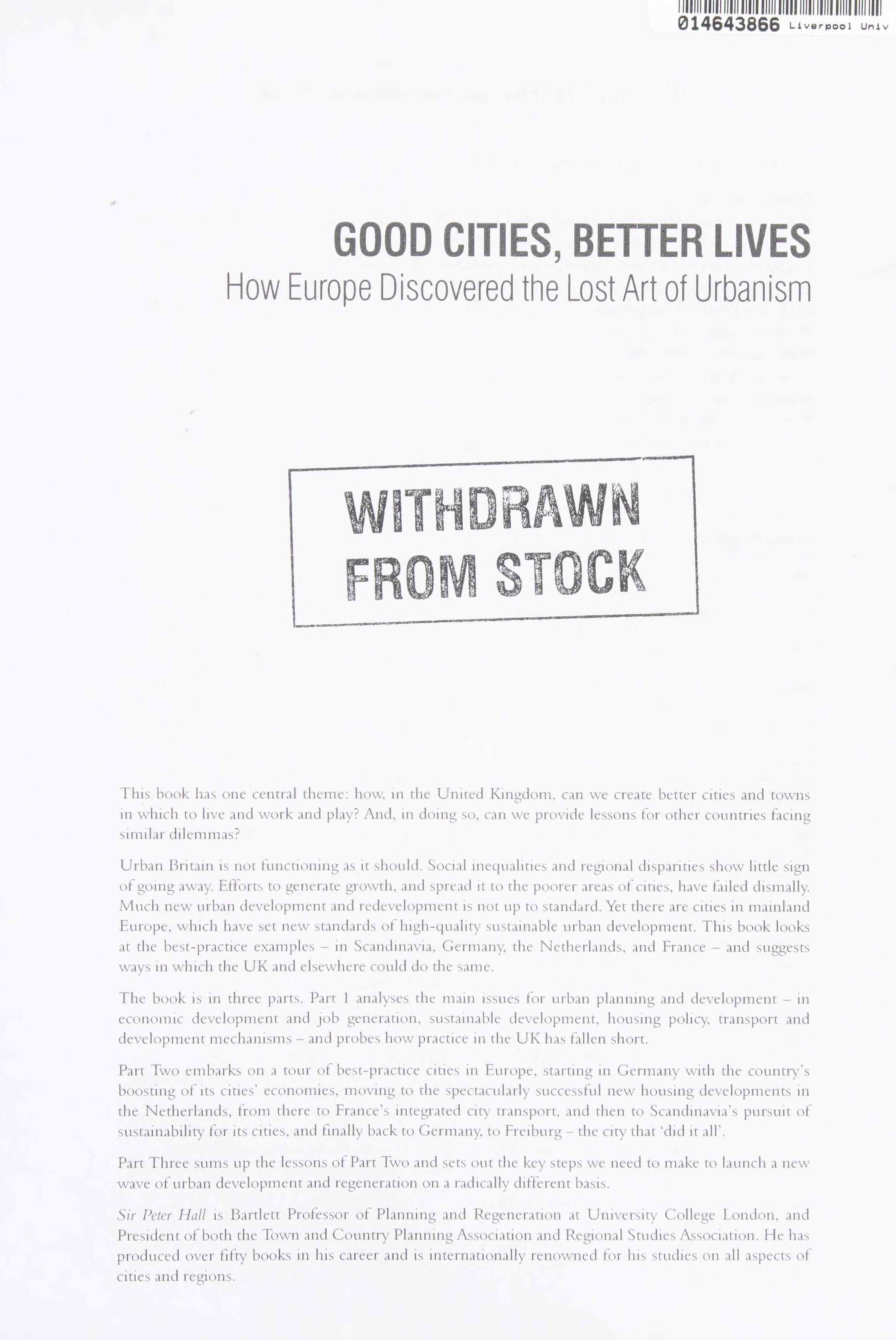 Good Cities, Better Lives