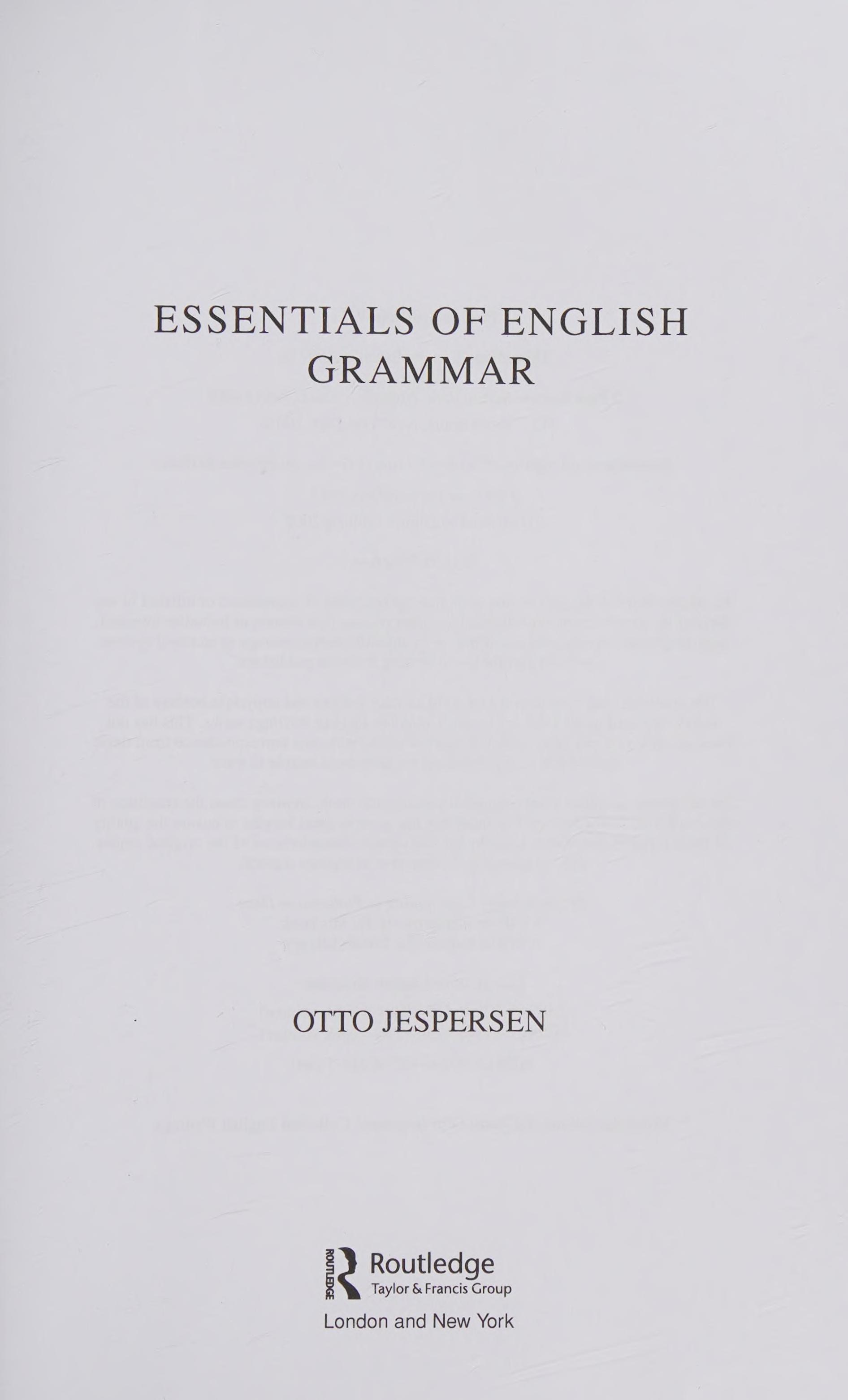 Essentials Of English Grammar