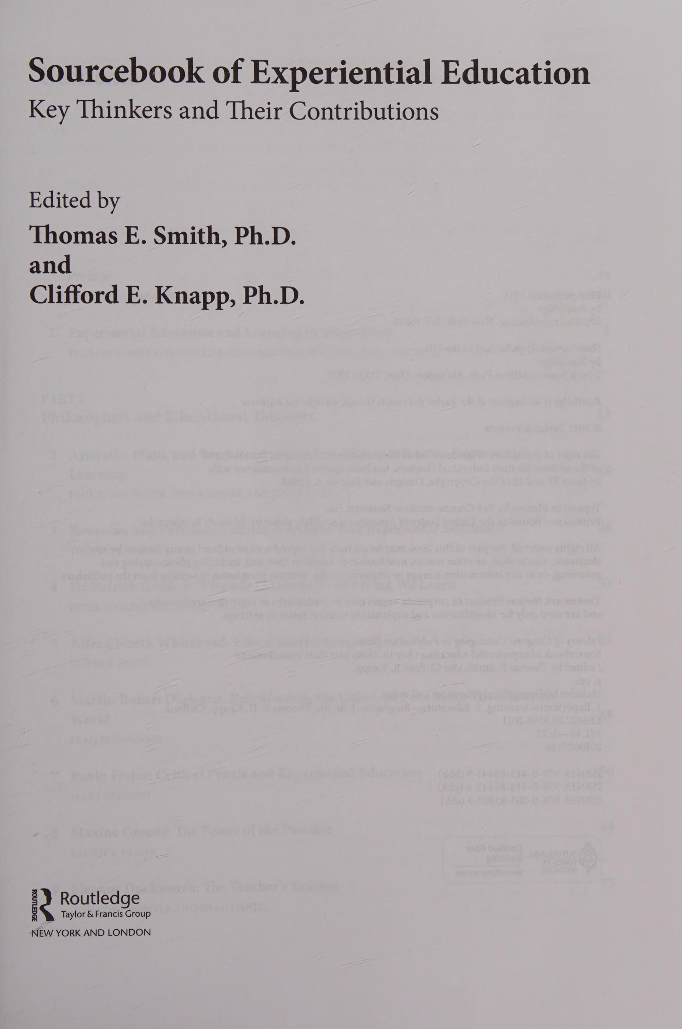 Sourcebook Of Experiential Education: Key Thinkers And Their Contributions