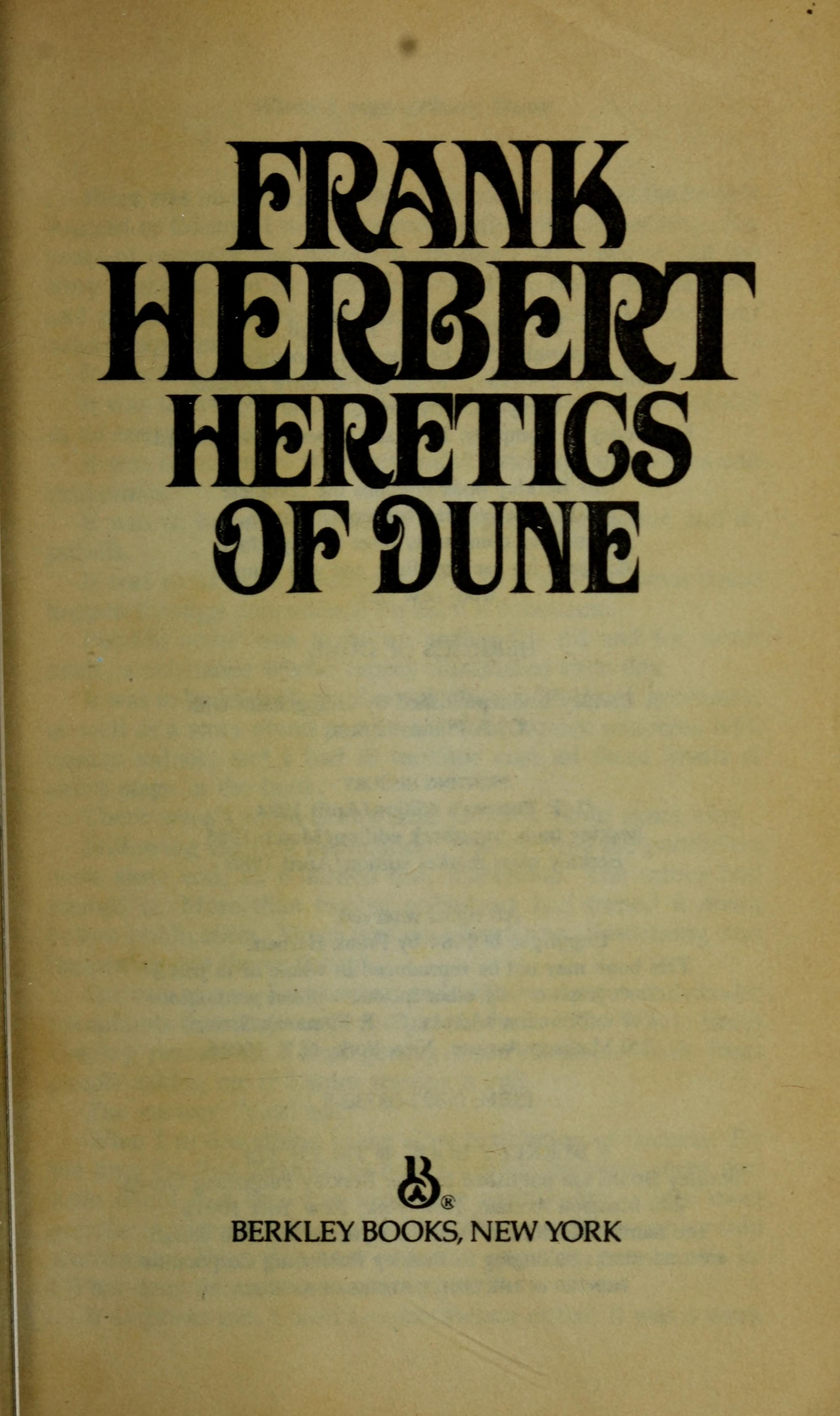 Heretics of Dune by Herbert Frank, ISBN 9780425076699