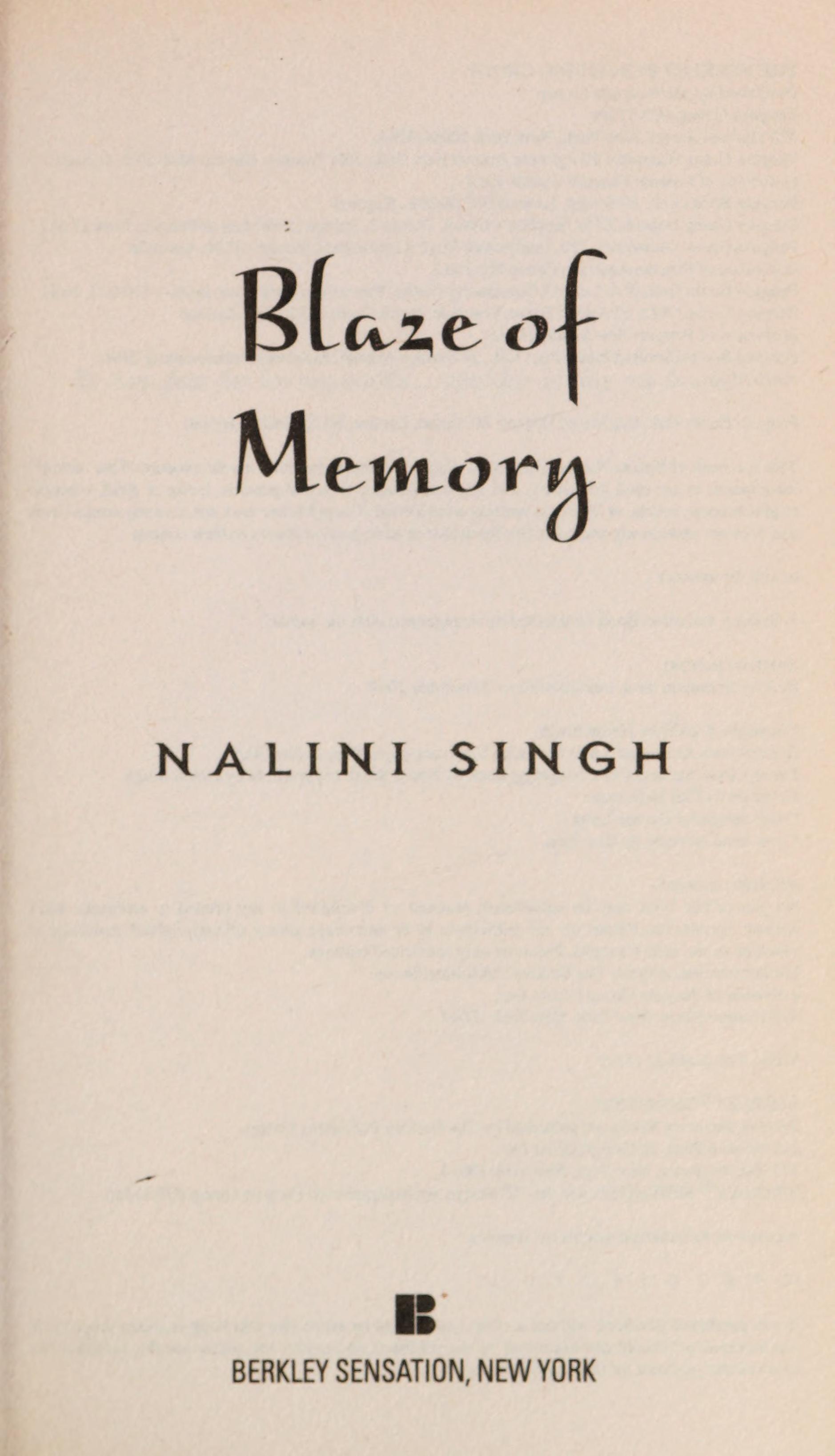Blaze of Memory by Nalini Singh, ISBN 9780425231111