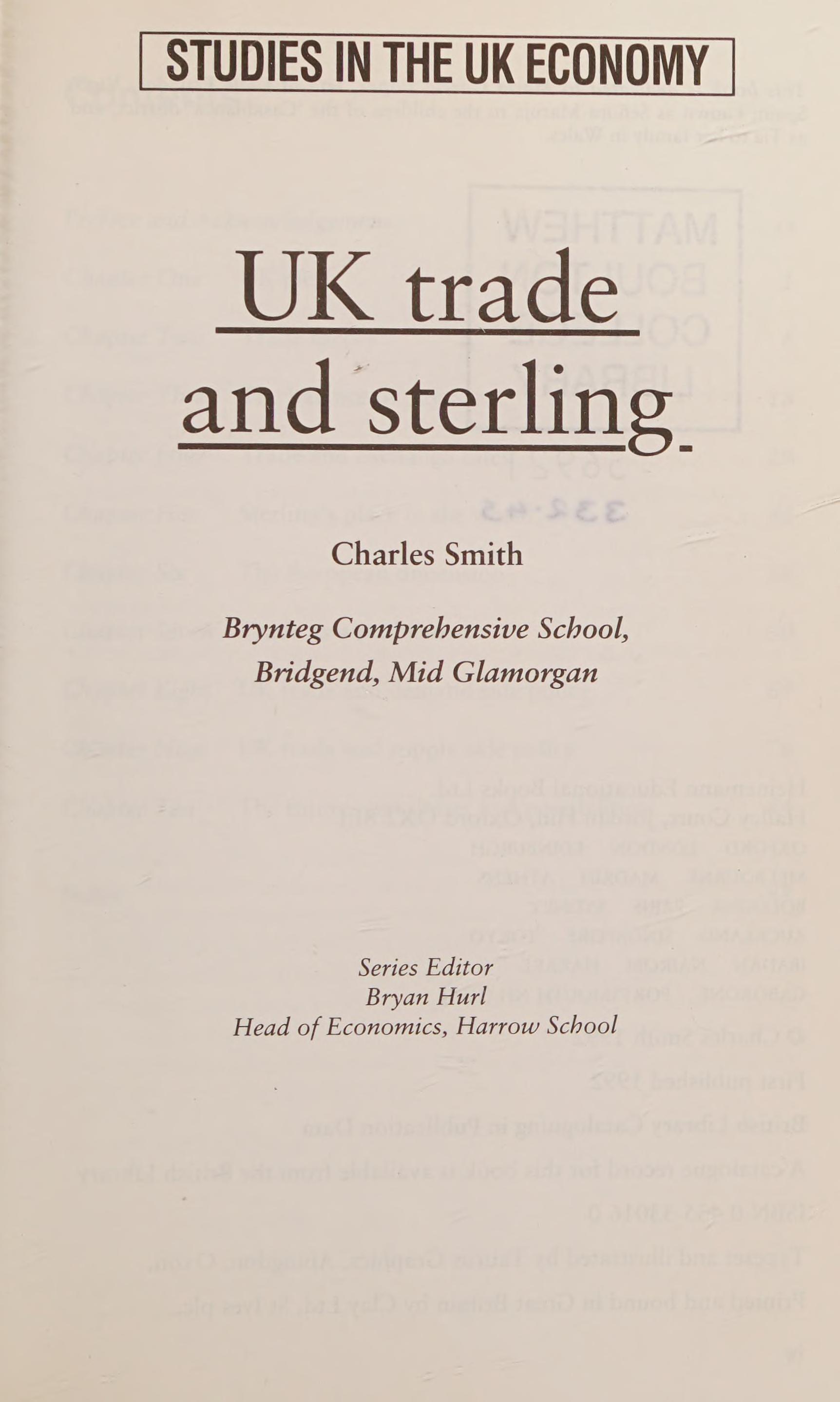 Uk Trade and Sterling