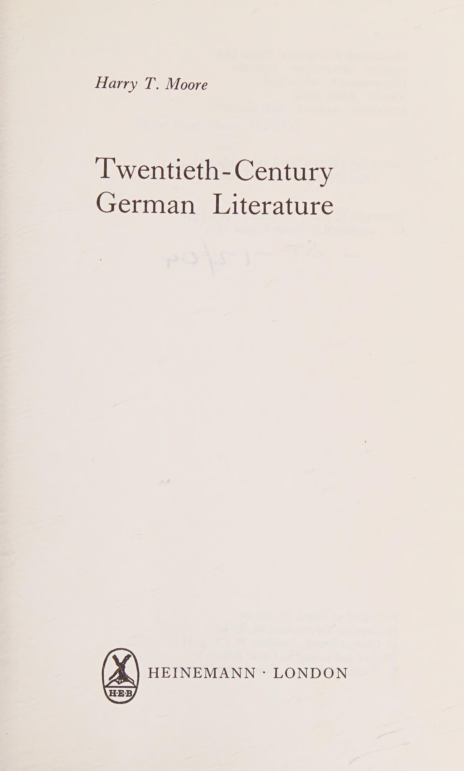 Twentieth-Century German Literature