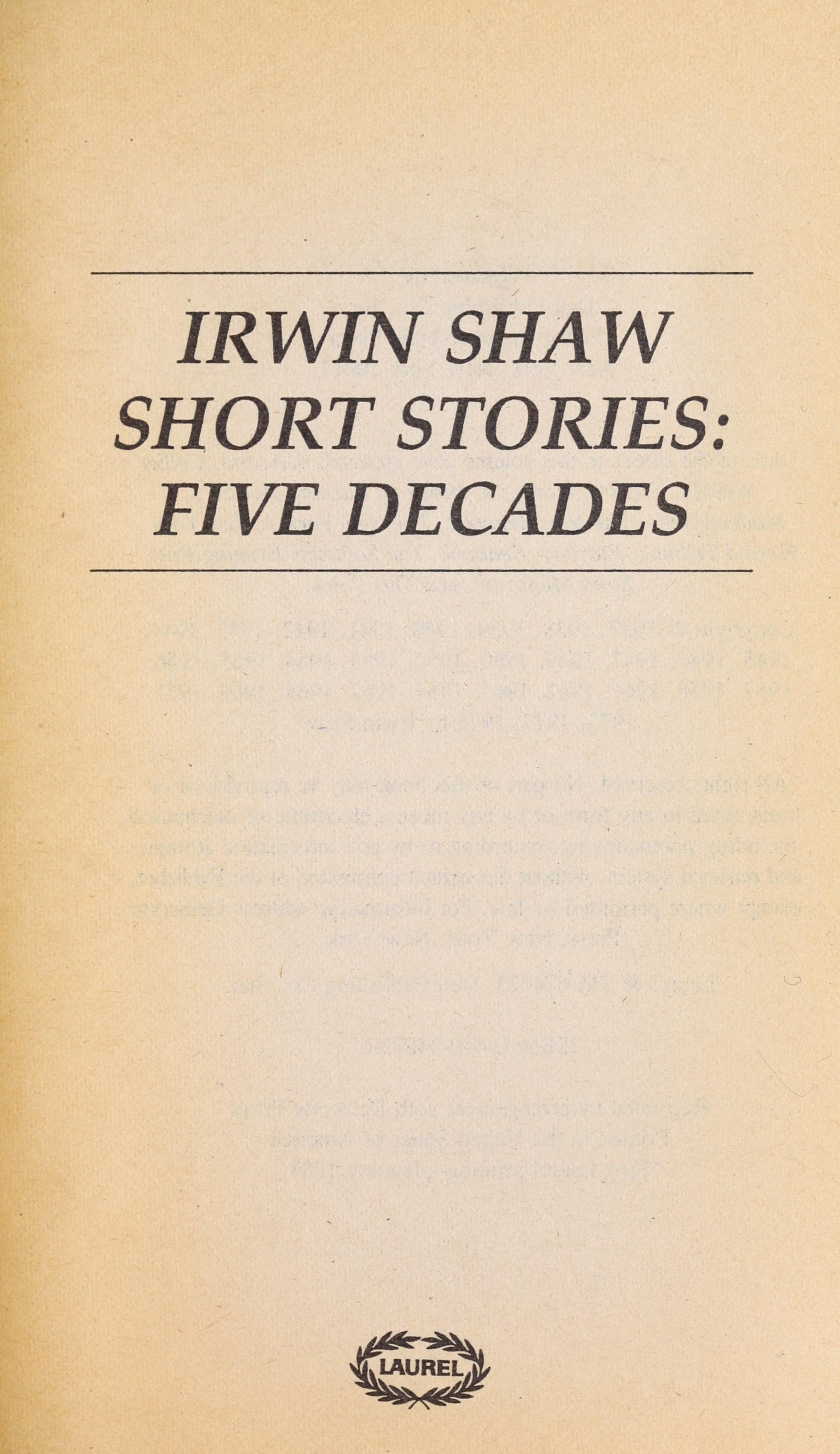 Irwin Shaw/Stories