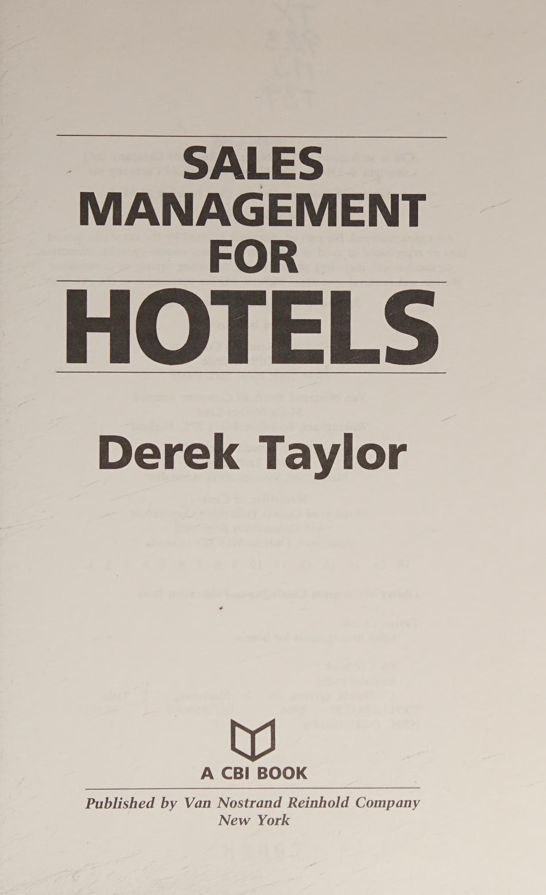 Sales Management For Hotels