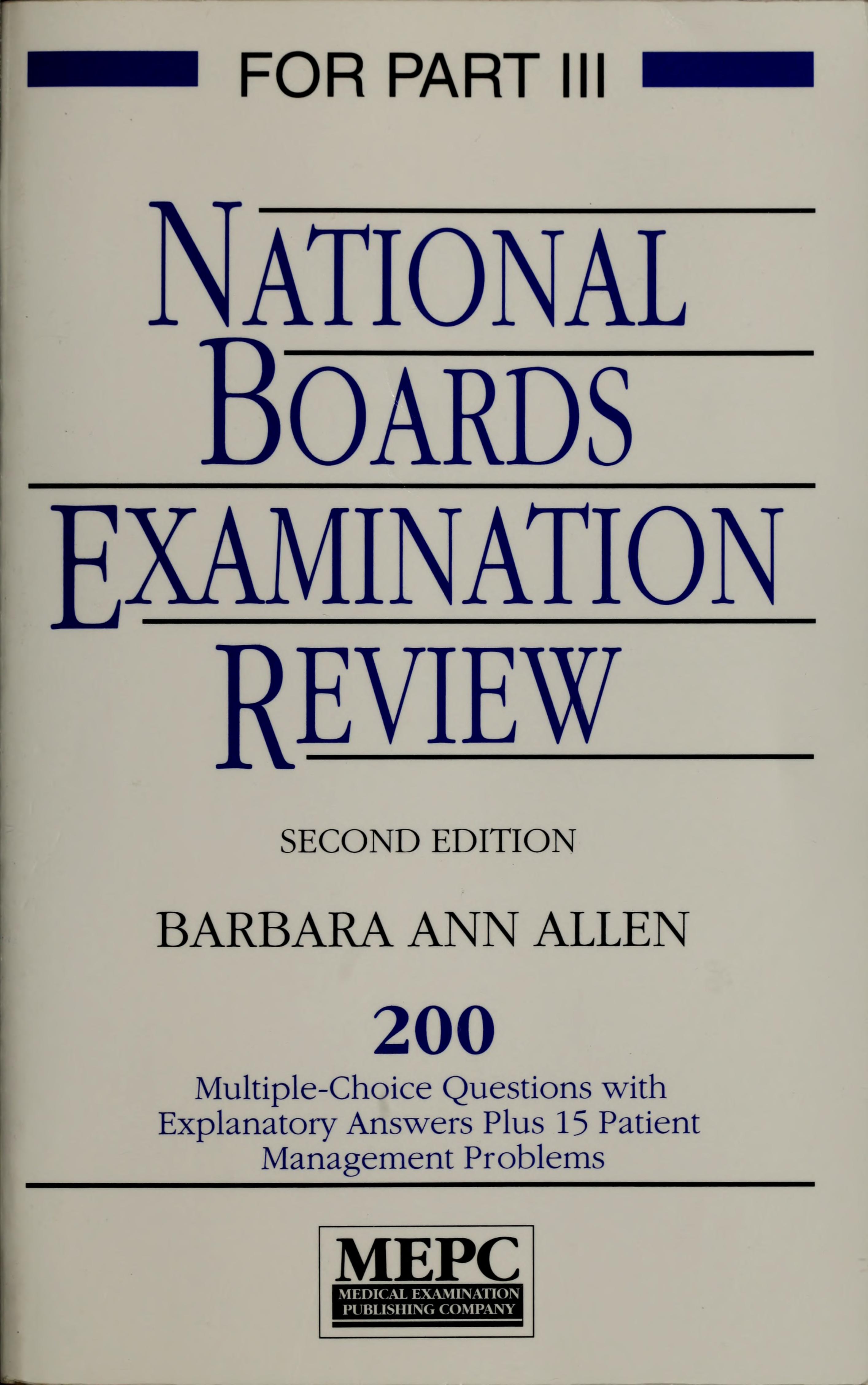 National Boards Examination Review For Part Iii