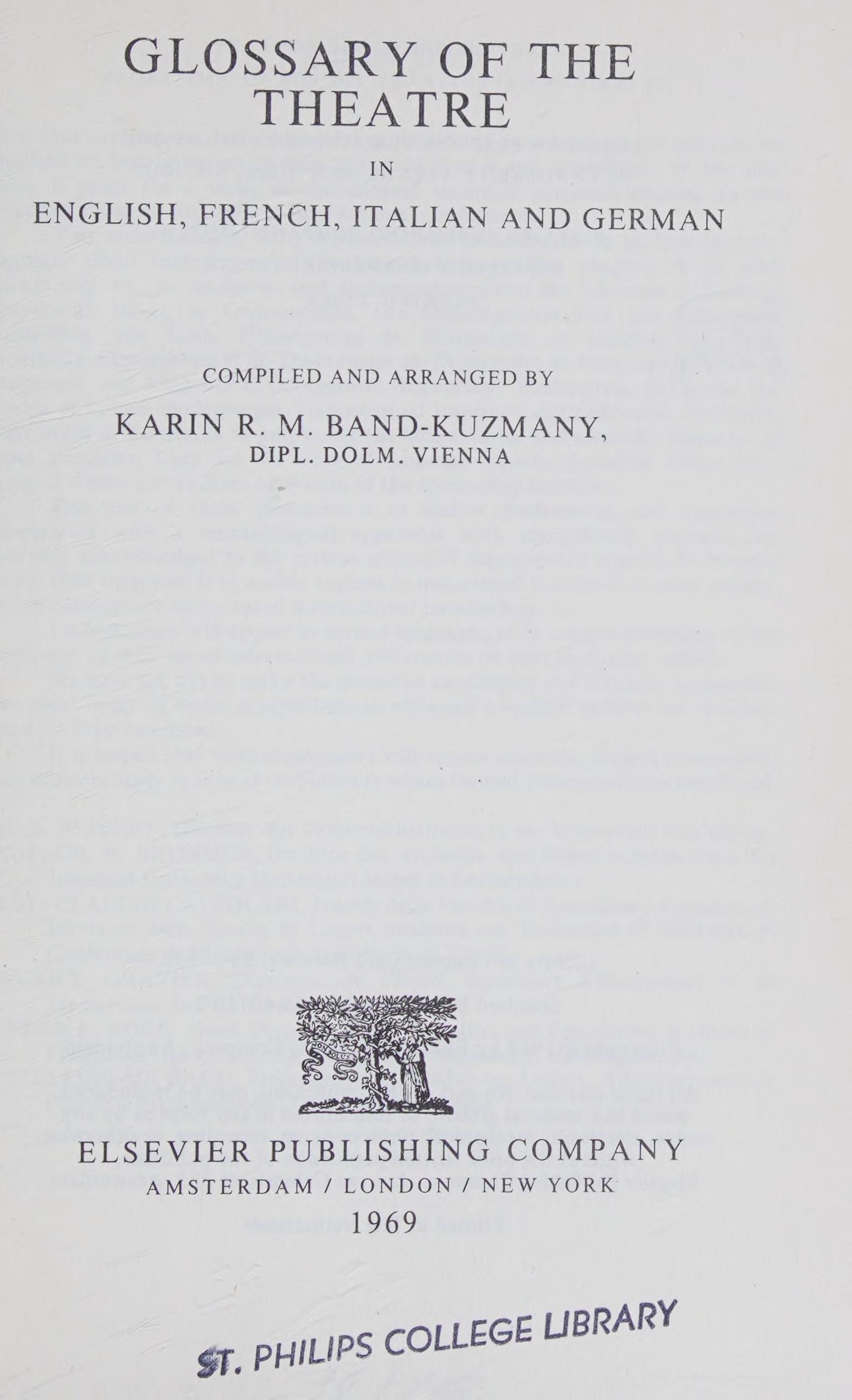 Glossary of the Theatre