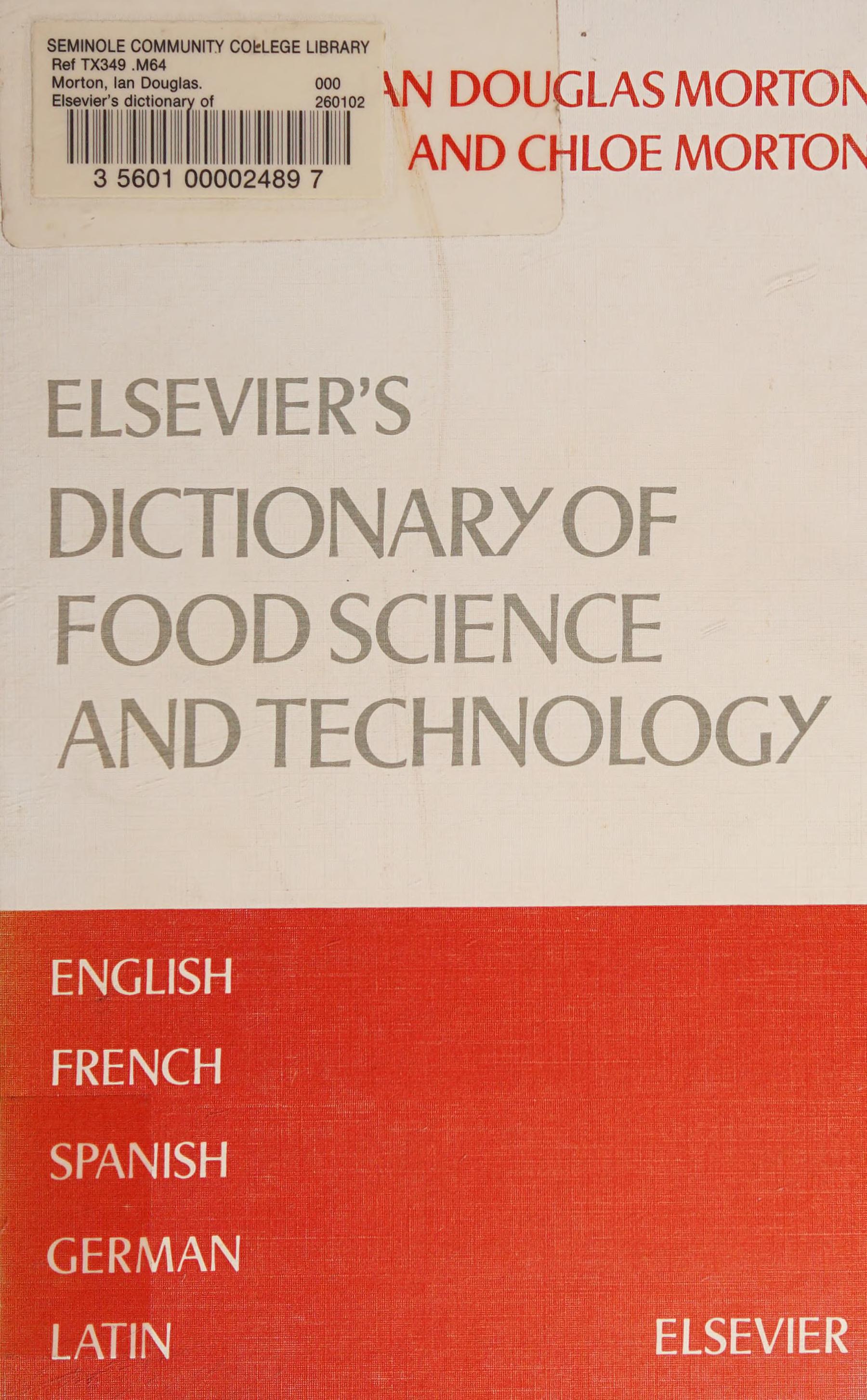 Elsevier's Dictionary Of Food Science And Technology