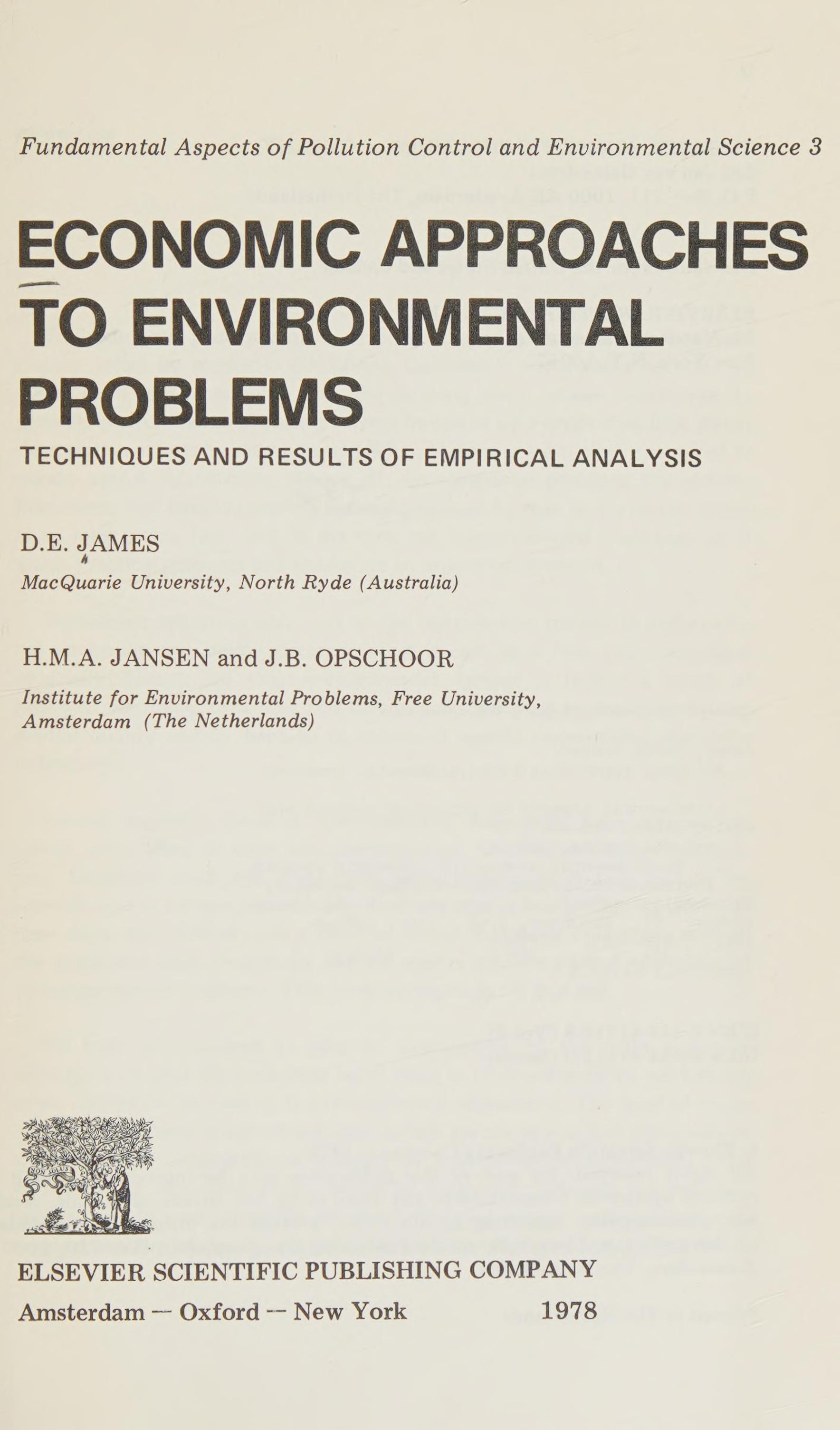 Economic Approaches To Environmental Problems: Techniques And Results Of Empirical Analysis